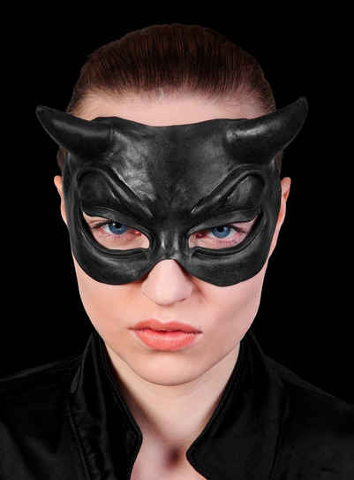 Ghoulish Productions Verkleidungsmaske Mephisto Halbmaske schwarz, Bequeme Teufel Maske für Halloween & Co.