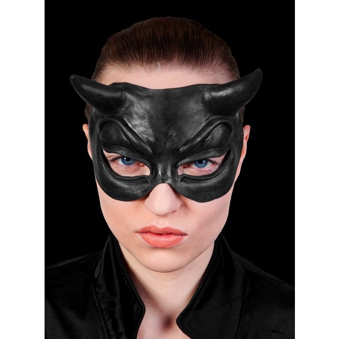 Ghoulish Productions Verkleidungsmaske Mephisto Halbmaske schwarz Bequeme Teufel Maske für Halloween & Co.