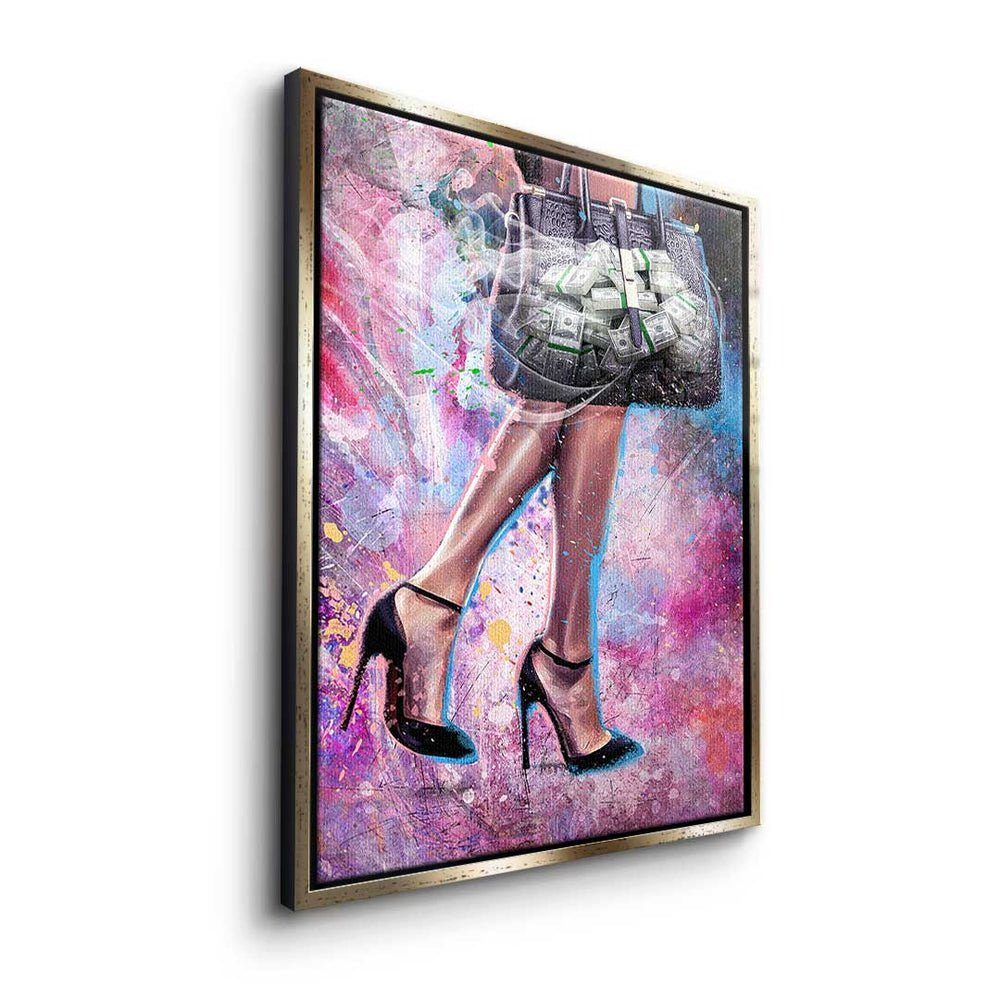 - - Boss Motivation - Premium Rahmen - Lady Art Mindset Leinwandbild Leinwandbild, DOTCOMCANVAS® Pop silberner