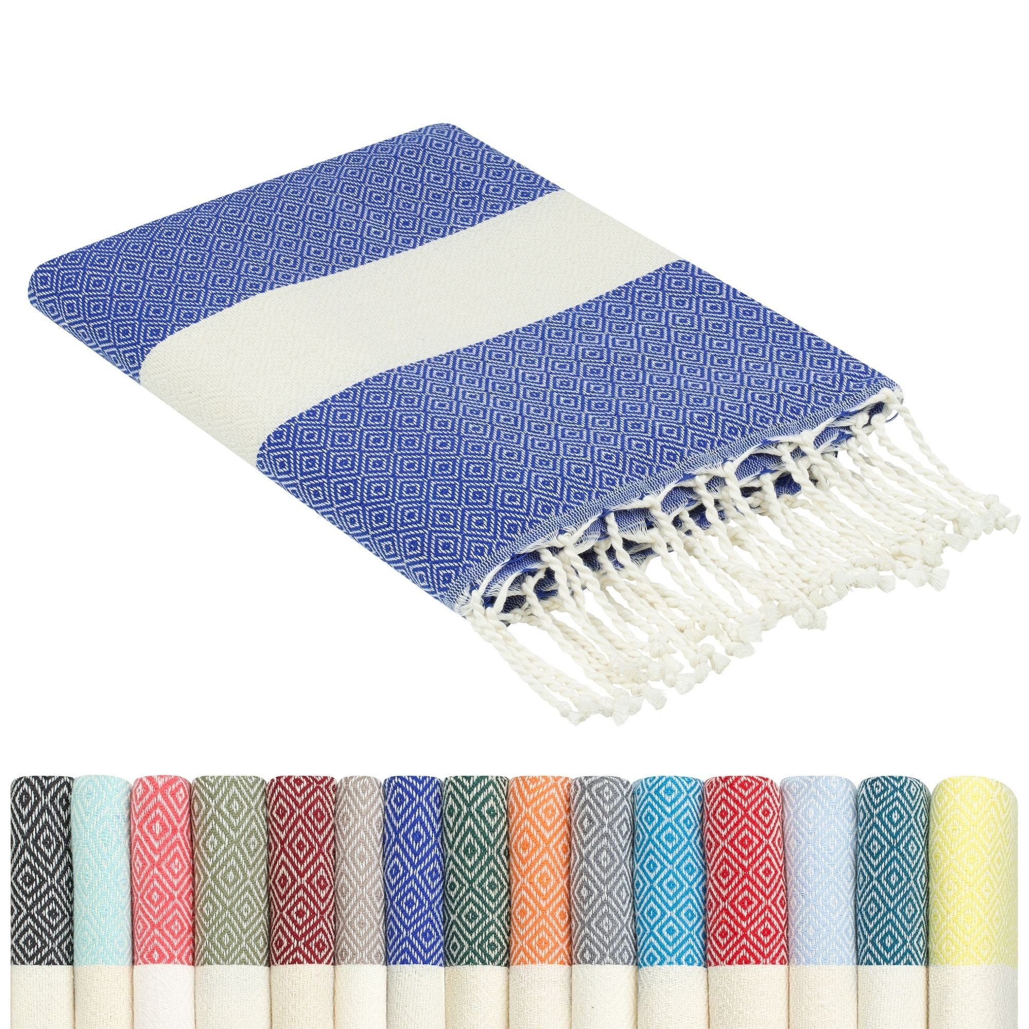 furora HOLIDAY Strandtuch groß 100x200 cm Strand Tuch, aus Baumwolle, Hamamtuch Badetuch, leicht, lang, dünn & kompakt