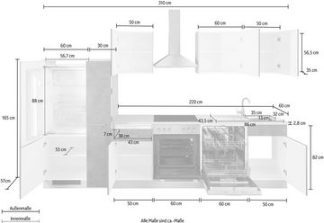 wiho Küchen Küchenzeile Zell, ohne E-Geräte, Breite 310 cm