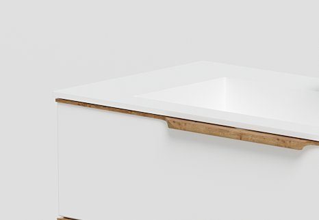 welltime Waschtisch Amber, mit CORIAN-Acrylstein Waschbecken, massive Eichendetails