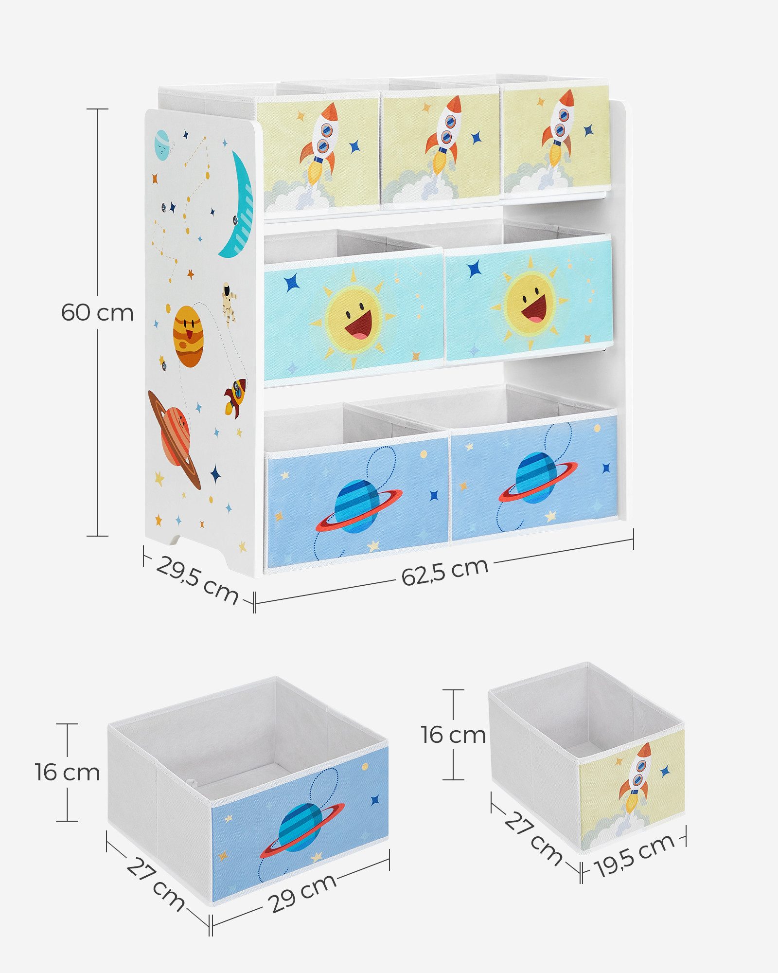 SONGMICS Spielzeugtruhe Kinderregal Bücherregal Kinder, mit 7 Aufbewahrungsboxen aus Vliesstoff, mit Kippschutz – Bild 5 von 5