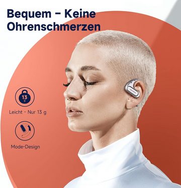 OpenRock Bluetooth 5.2, Air Conduction Kabellose mit bügel 46-Std-Spielzeit Open-Ear-Kopfhörer (TubeBass-Technologie für kraftvolle Beats und klare Klangqualität., Tiefer BassENC Call Noise Cancelling,IPX5 Wasserdicht,für Sport,Laufen)