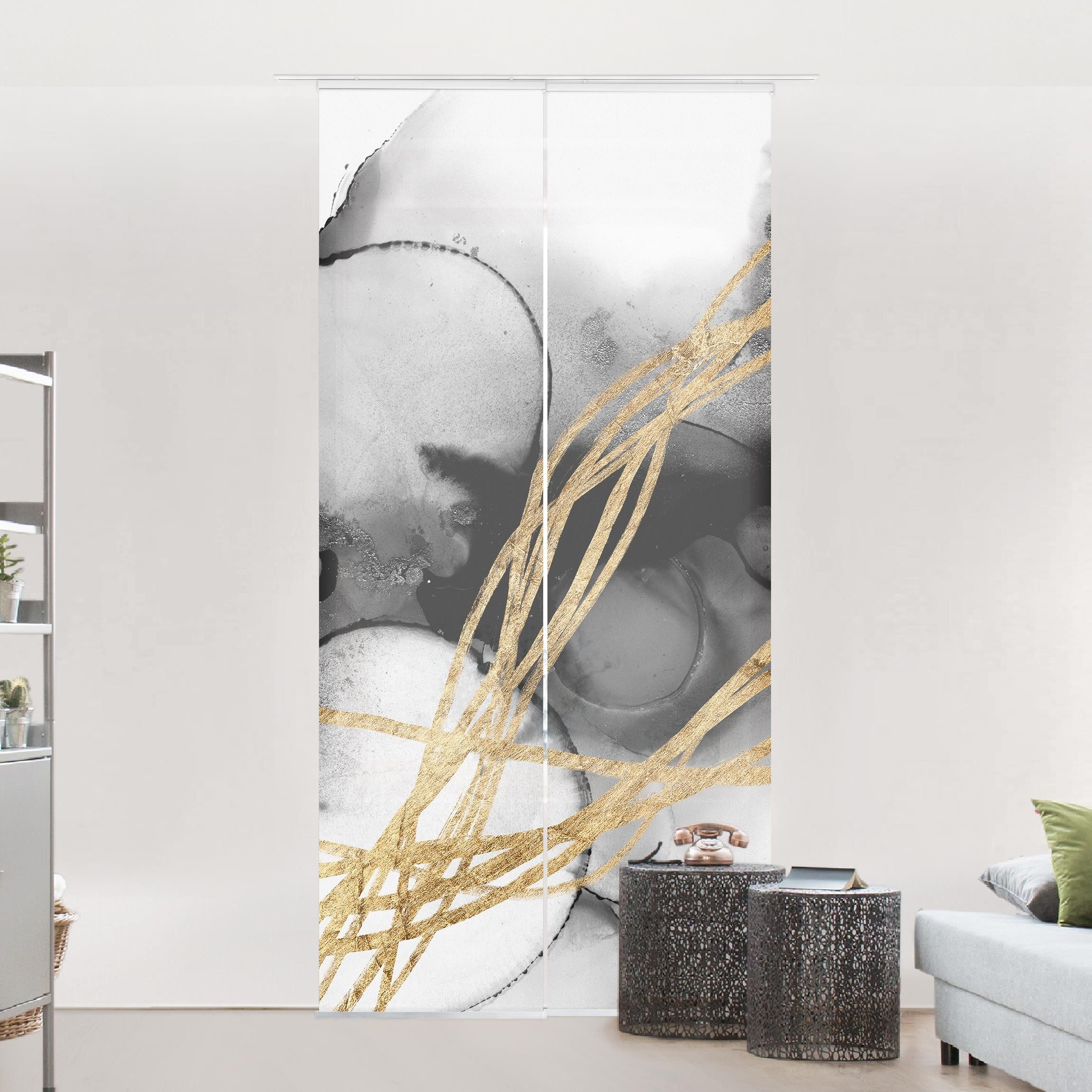 Bilderdepot24 Schiebegardine Flächenvorhang blickdicht Schwarze Tusche günstig online kaufen