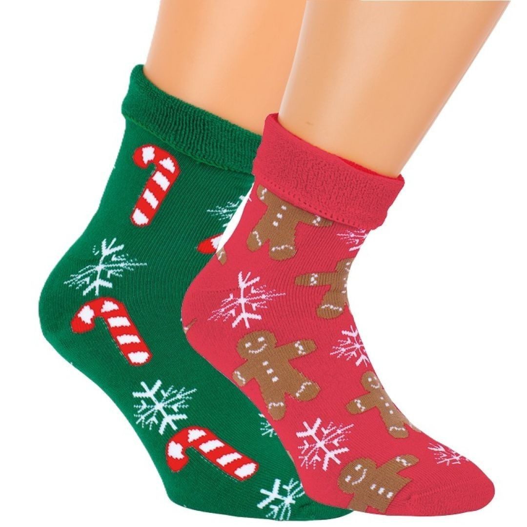 Riese Thermosocken Damen RS Harmony Thermo Strumpf “FRITZ & FRANZ” (Packung, 2 Paar) mit lustigen Weihnachtsmotiven