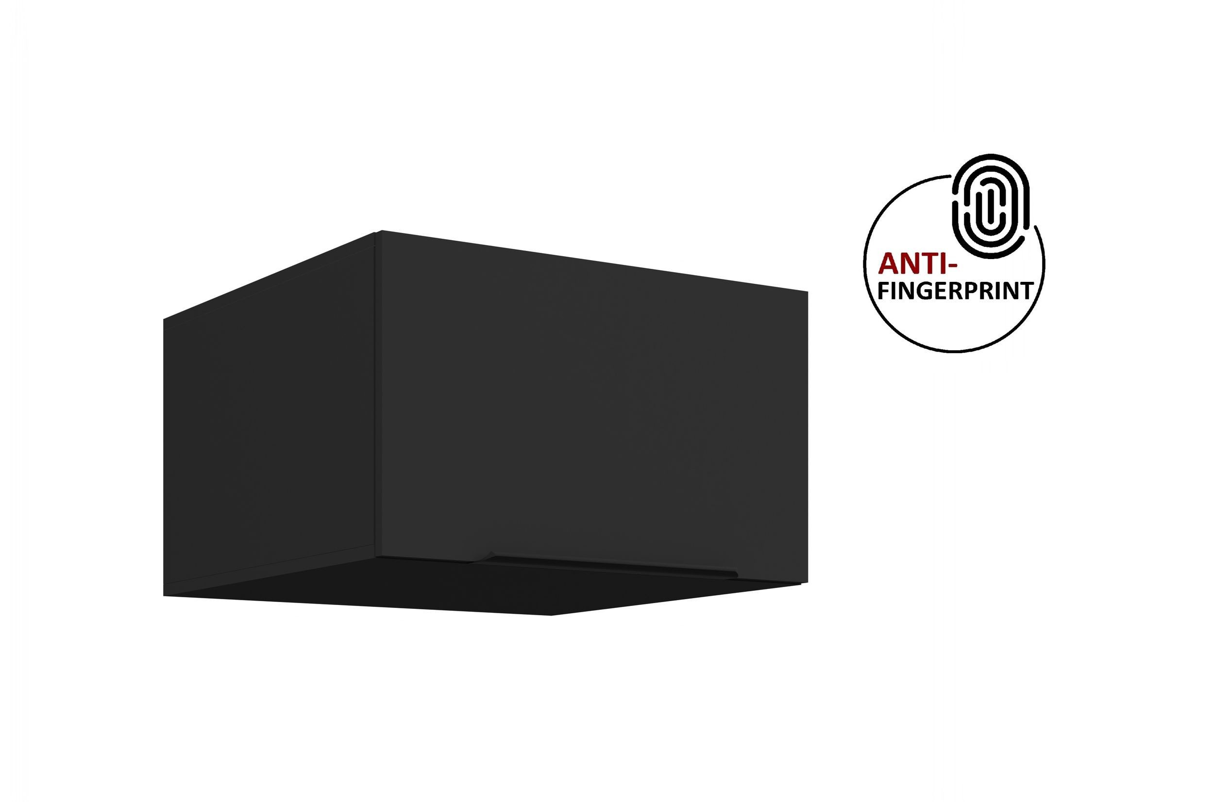 Küchen-Preisbombe Aufsatzschrank 60 cm Küche ARIA Schwarz Küchenzeile Küchenblock Anti Fingerprint