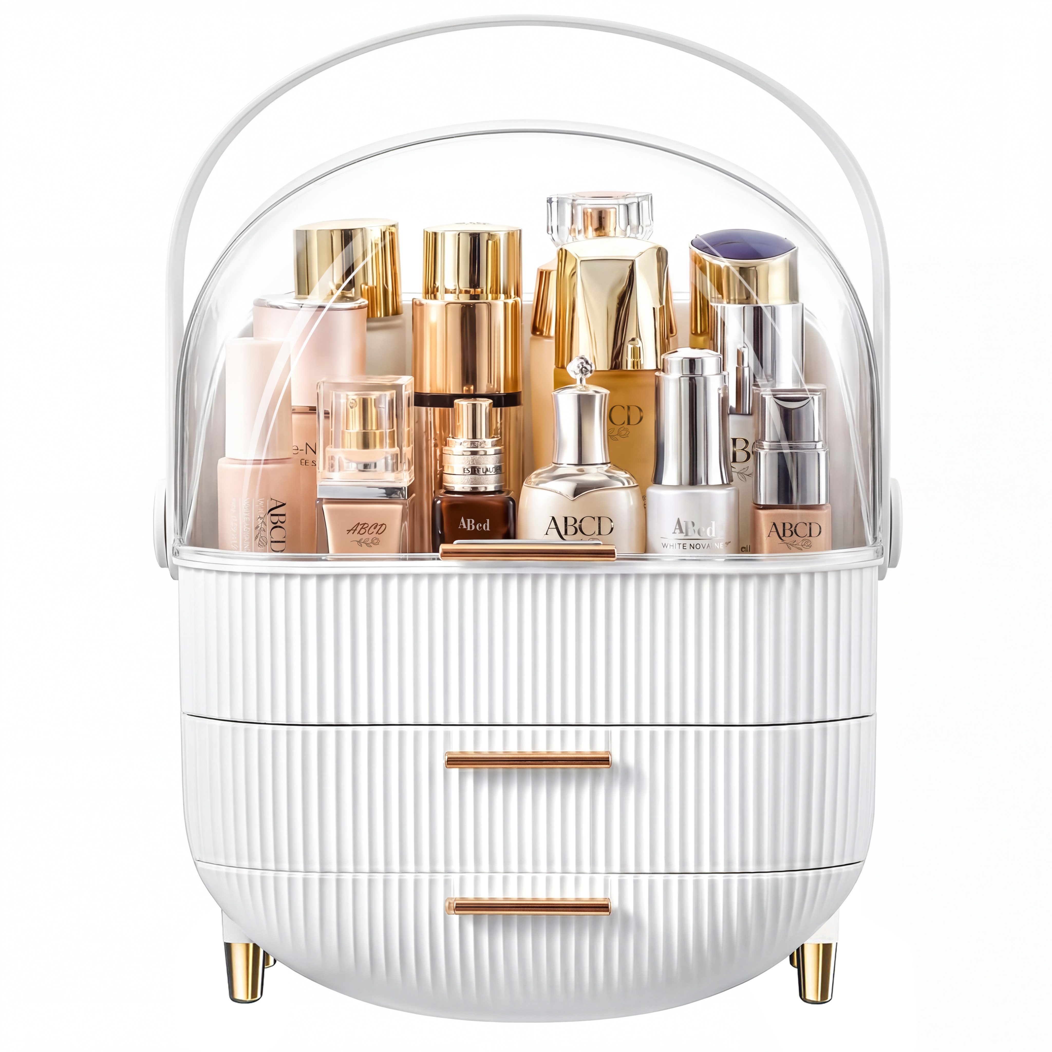 POPOLIC Make-Up Organizer Kosmetikbox mit sichtbarer Oberlicht-Schichtschublade