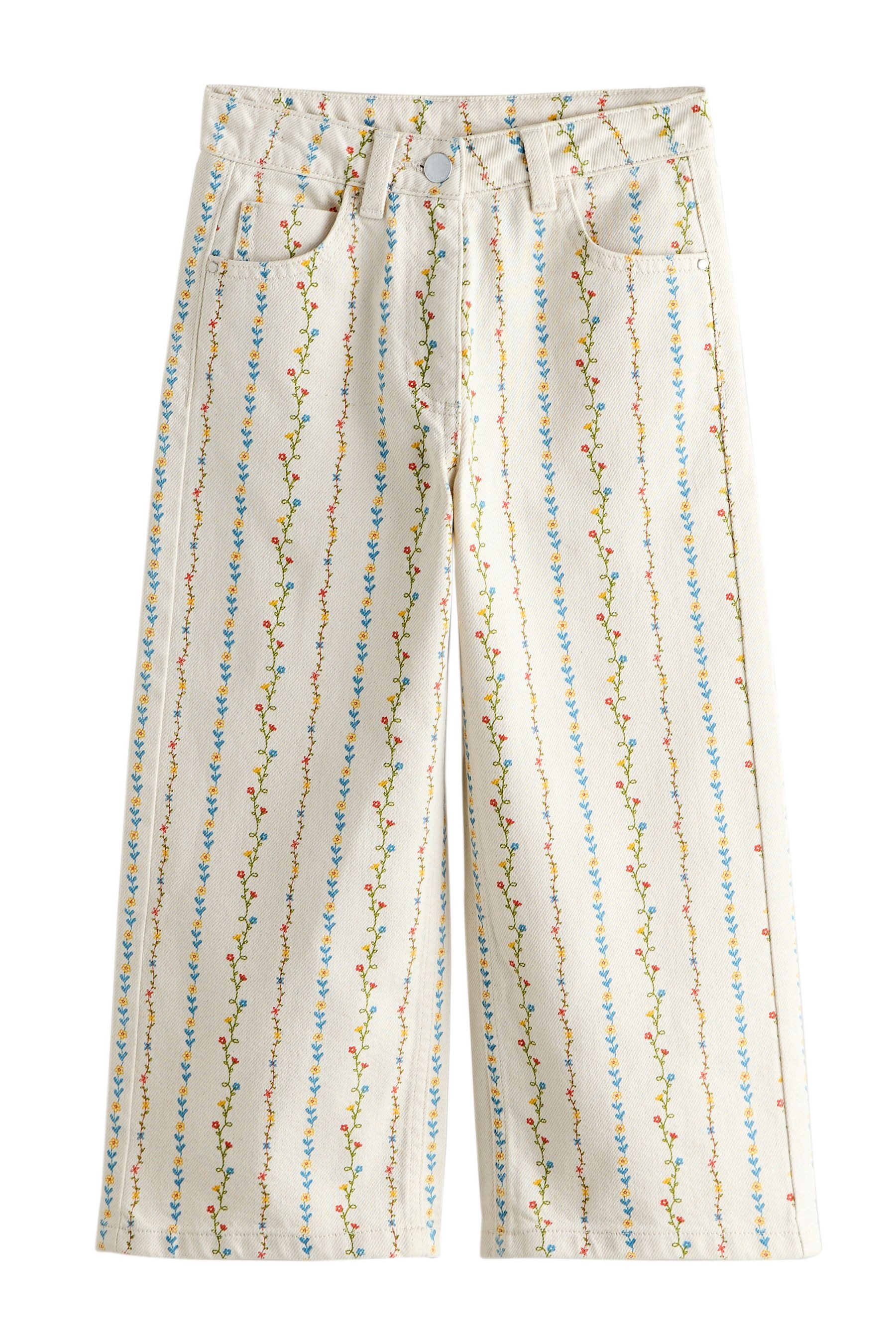 Next 5-Pocket-Jeans Jeans mit Blumendruck (1-tlg)