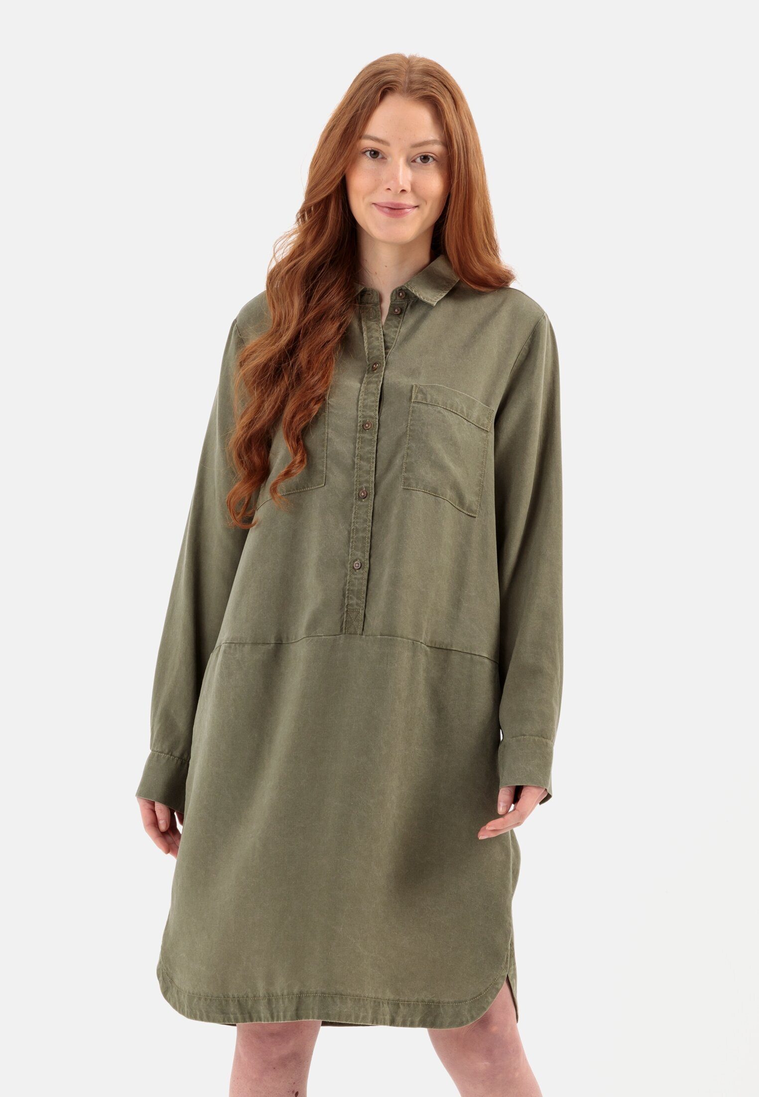 Blusenkleid (1-tlg) langen camel active aus Lyocell mit Ärmeln TENCEL™