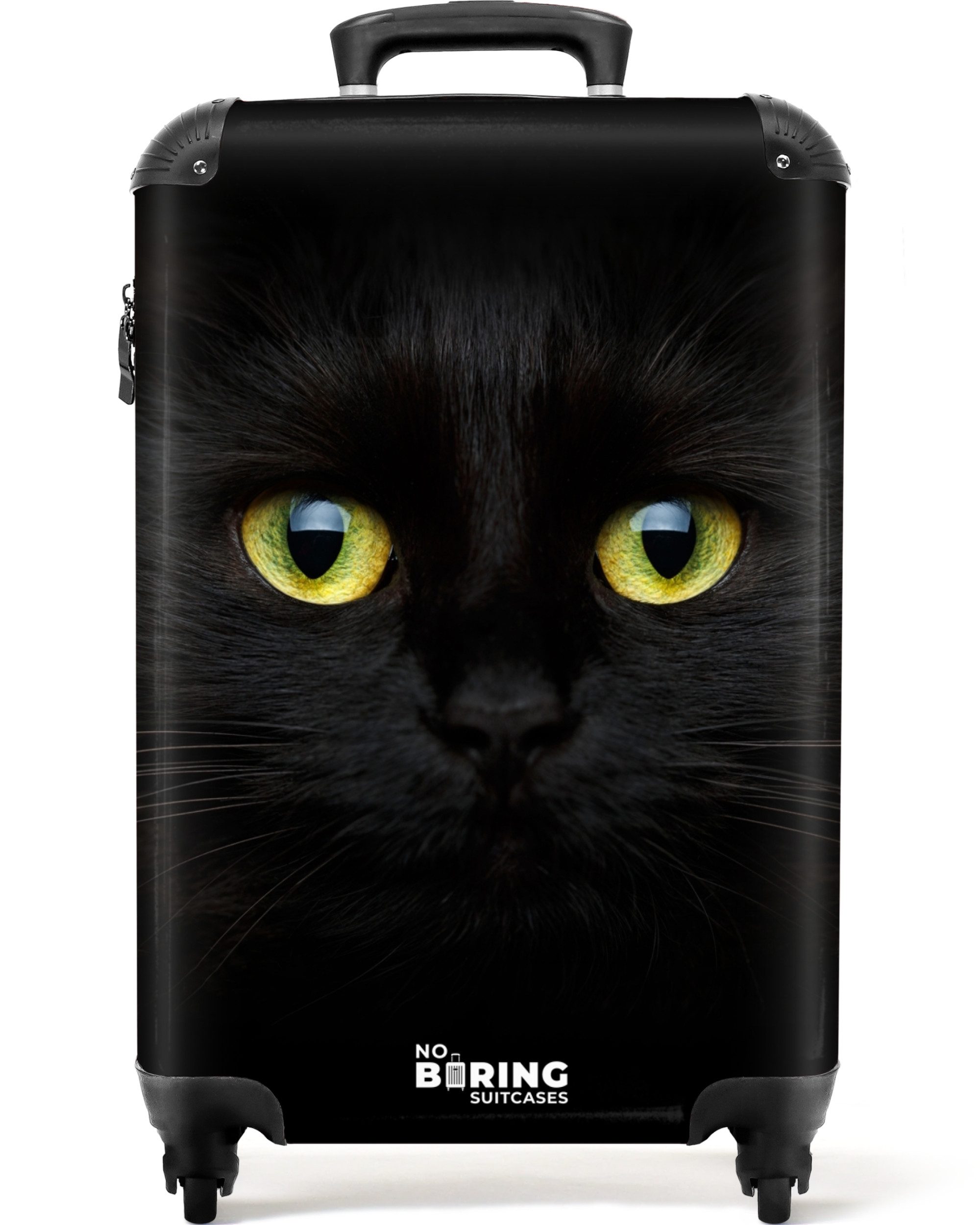 NoBoringSuitcases.com© Hartschalen-Trolley Schwarze Katze mit hellen günstig online kaufen