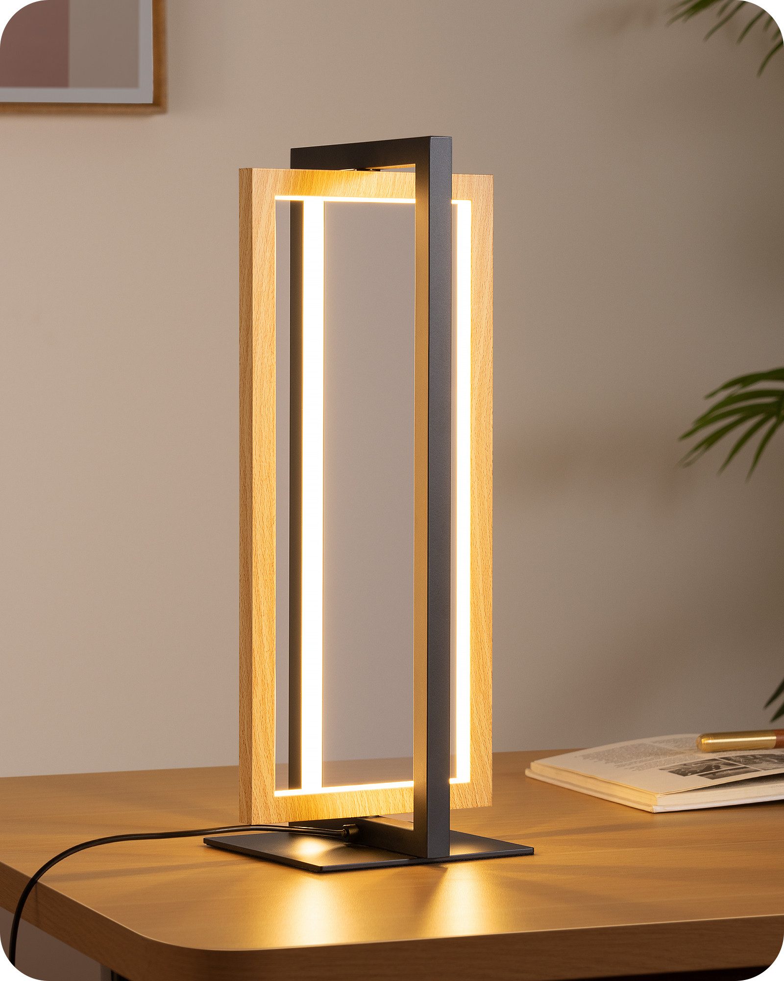 EDISHINE LED Tischleuchte Drehbare, Touch Dimmbare Nachttischlampe deko, LED fest integriert, Industrielle Tischlampe aus Metall, 3 Farbtemperaturen