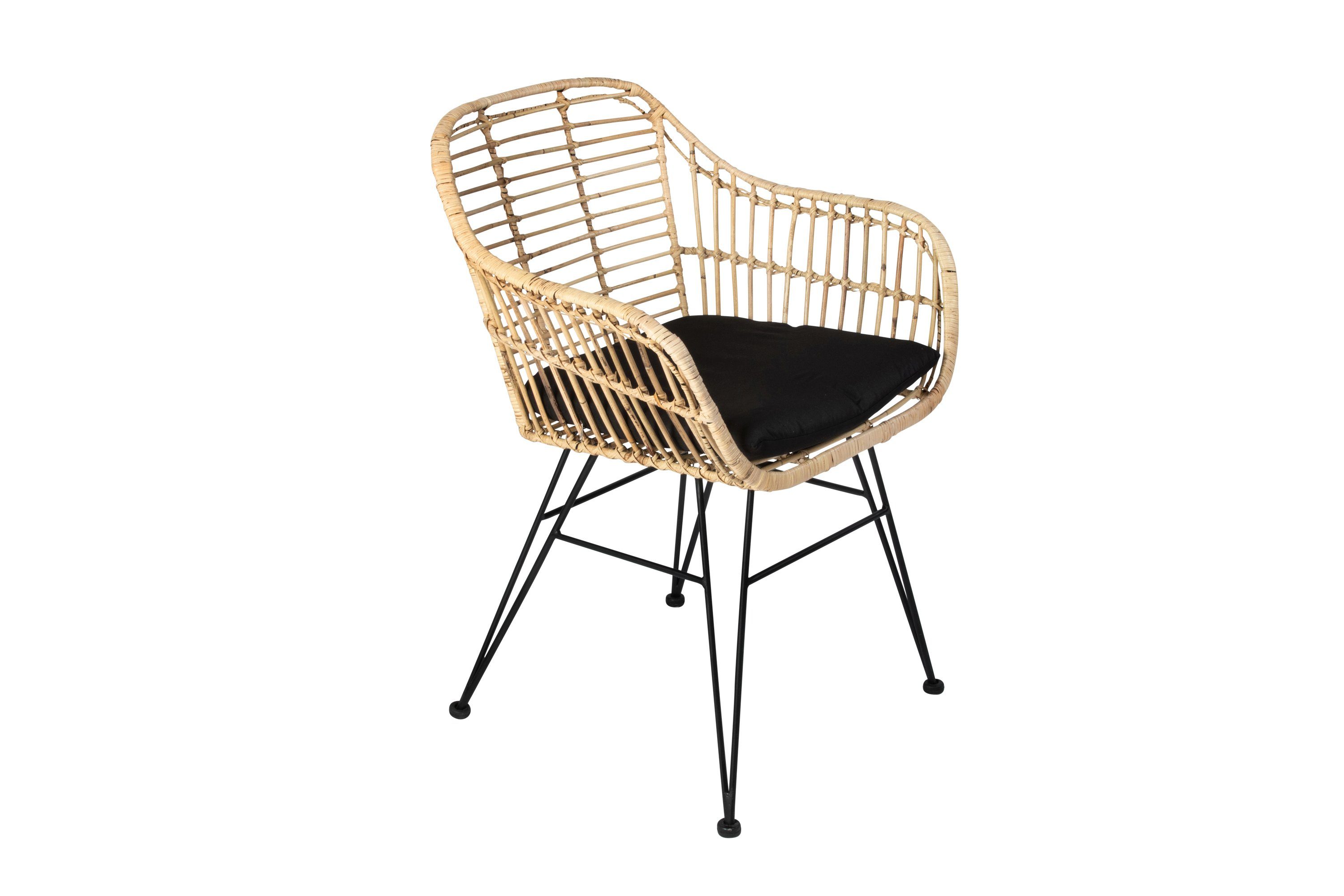 SAM® Esszimmerstuhl Piräus, Trendiger Rattanstuhl, geflochtenes Design, Metallgestell