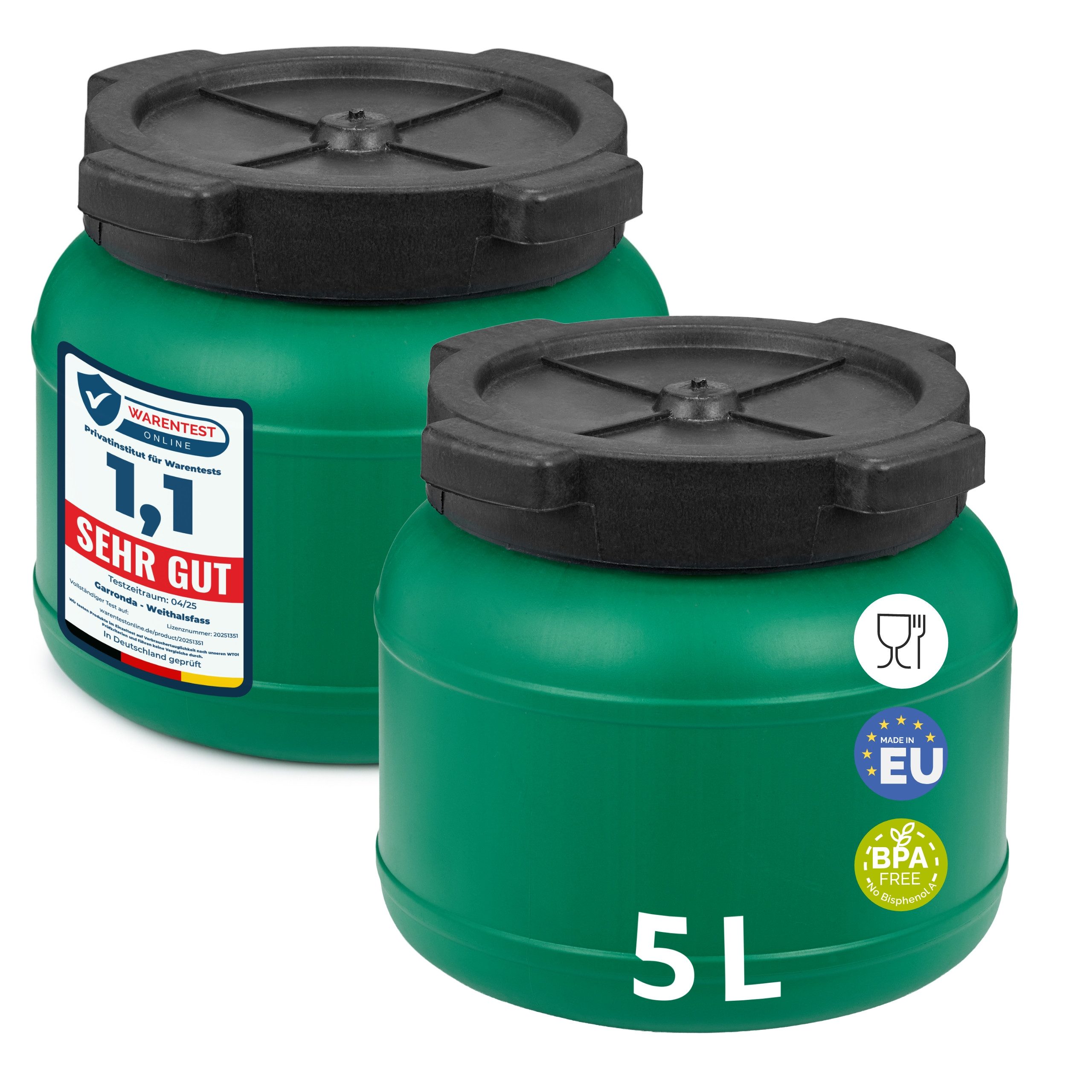 Garronda Regentonne Set 5 Liter Futtertonne BPA-frei Universalfass Fass GD-0125, 5 l, (2-tlg), BPA-Frei