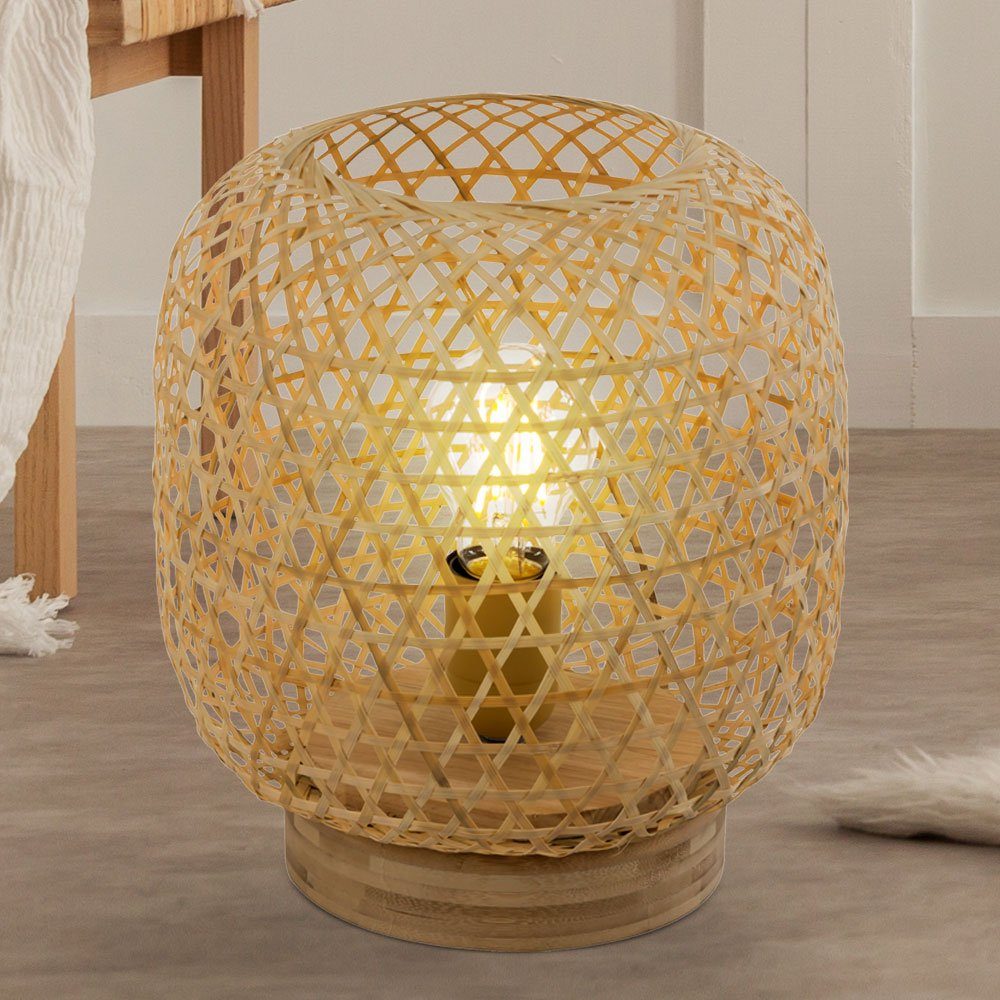 Bambus Zimmer nicht etc-shop Tisch inklusive, Lampe Beleuchtung Leuchte Wohn Ess natur Kugelleuchte, Leuchtmittel Geflecht