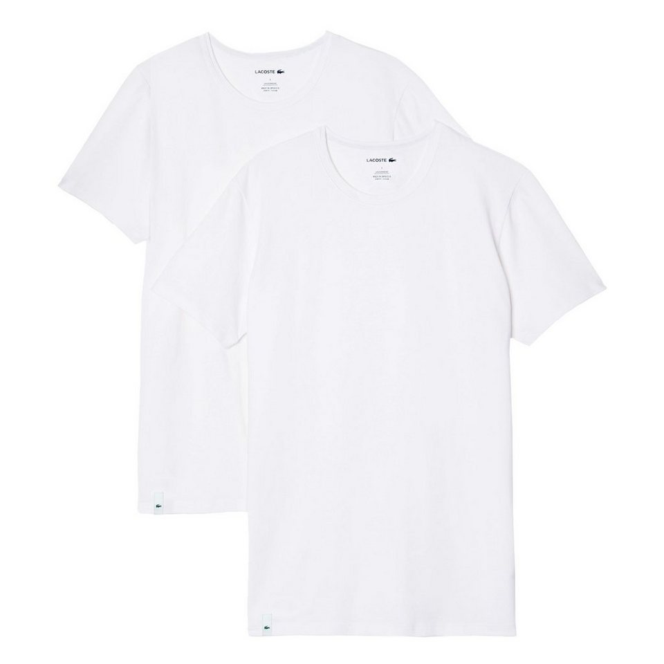 Lacoste Unterziehshirt Crew-Neck Casual (2-St) mit markentypischen Krokodil-Logo  am Saum