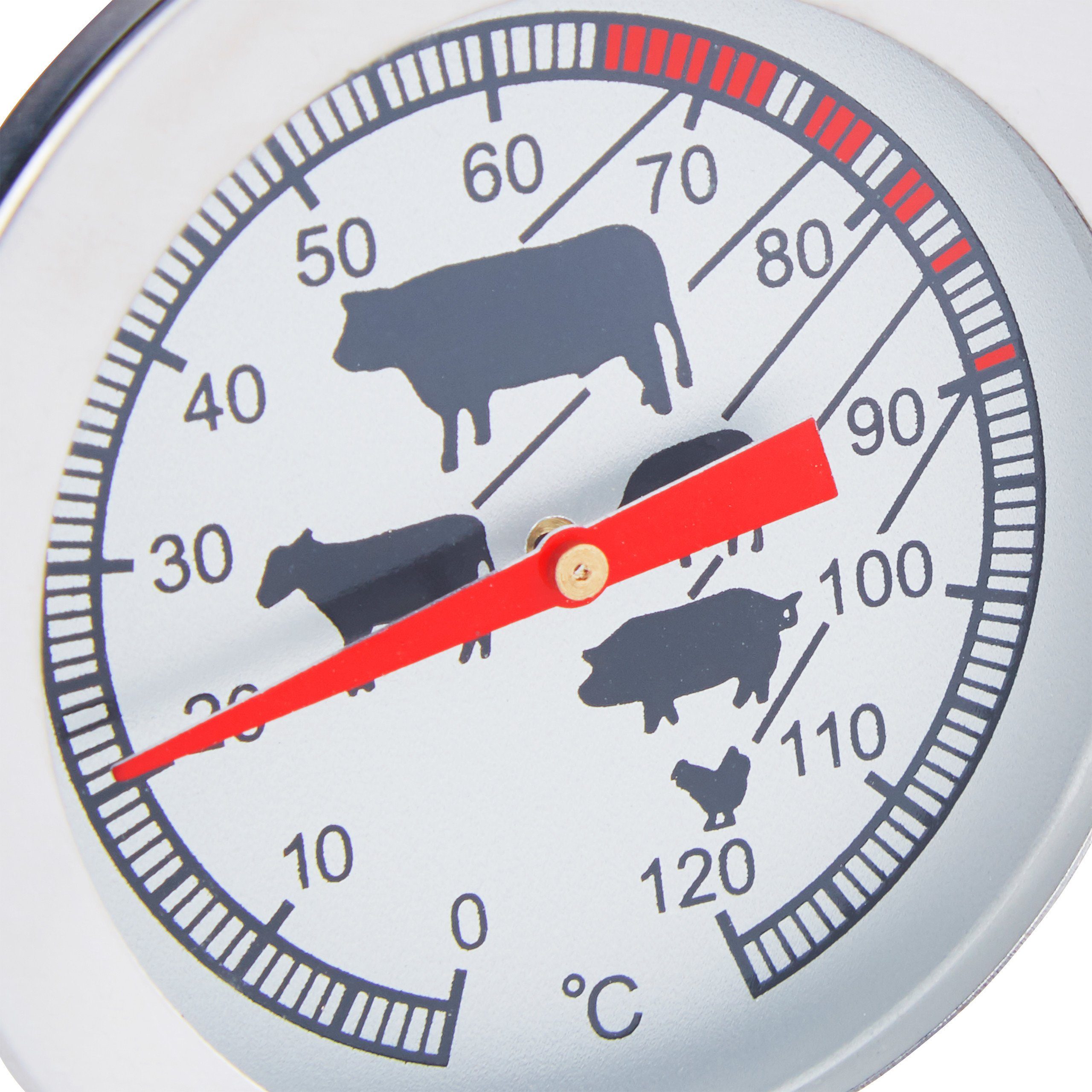 relaxdays Grillthermometer Analoges Edelstahl Einstichthermometer
