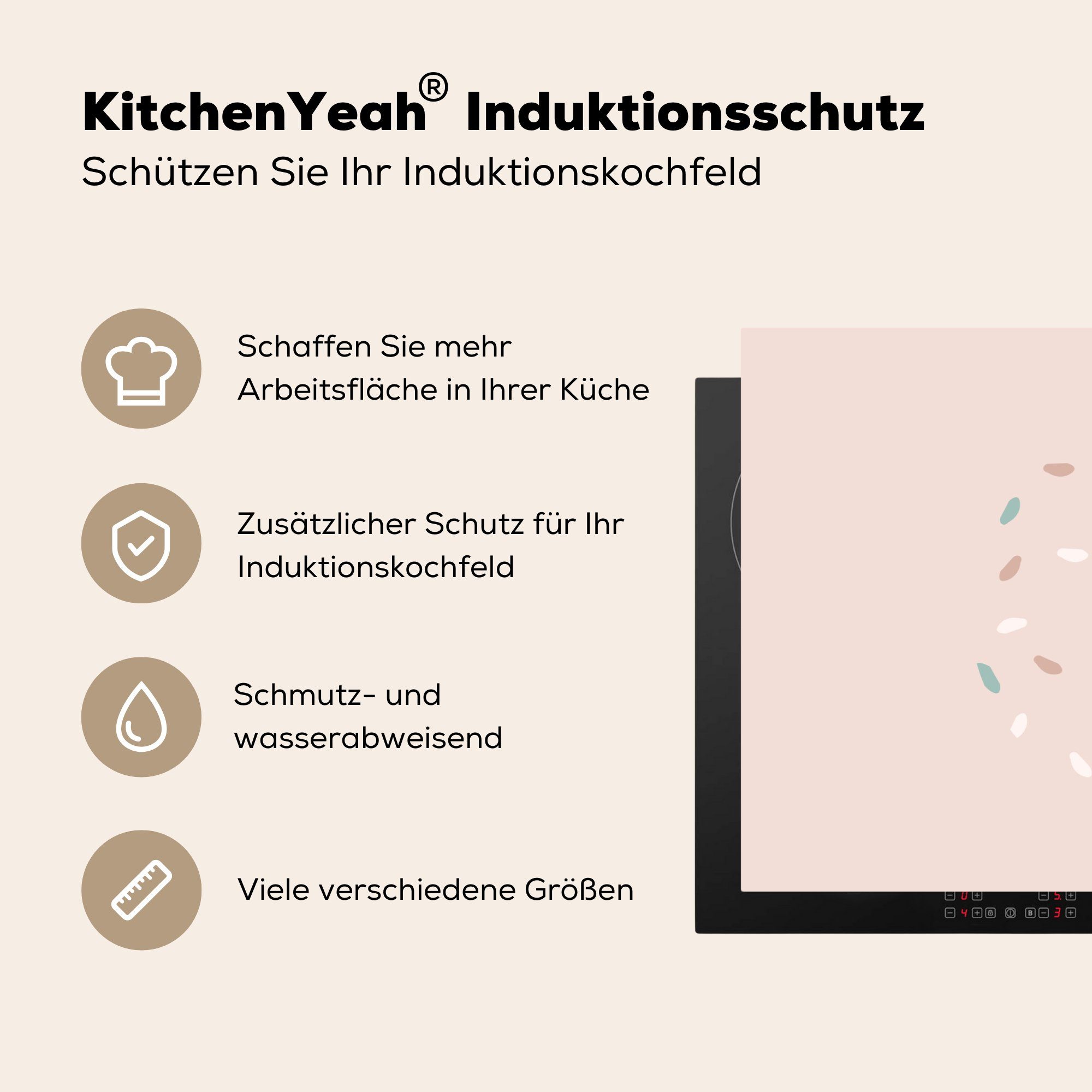 küche, die MuchoWow (1 für 81x52 Schutz - cm, Linie Ceranfeldabdeckung Vinyl, Induktionskochfeld Pastell, Herdblende-/Abdeckplatte - tlg), Sommer