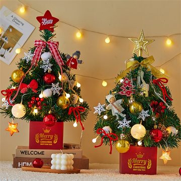Rouemi Künstlicher Weihnachtsbaum Mini-Weihnachtsbaum, Weihnachtsbaumdekoration mit bunten Lichtern