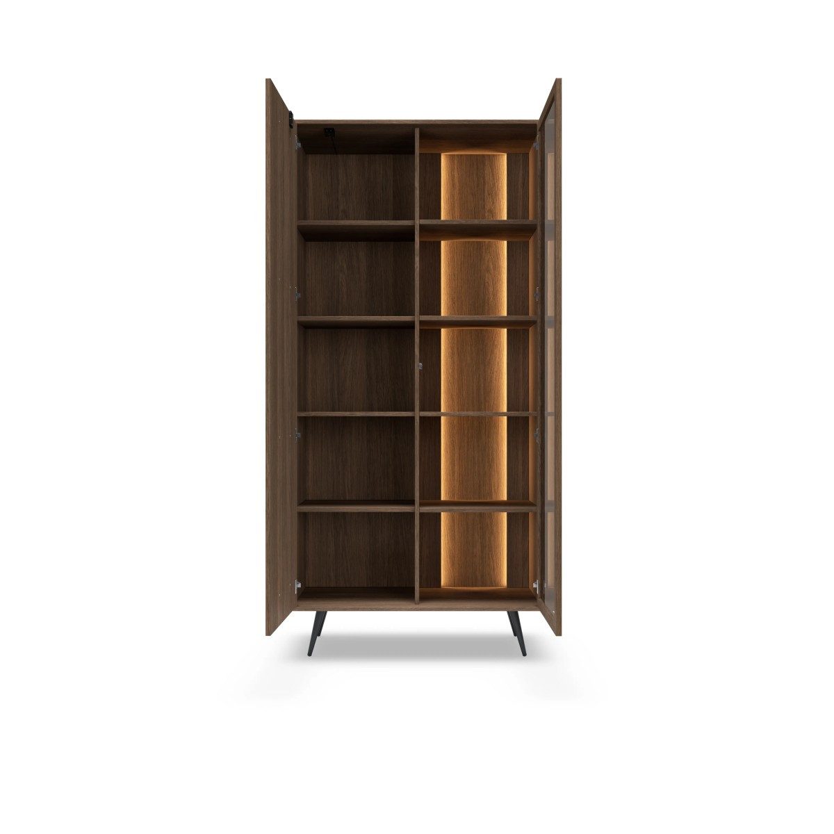 yourhouse24 Vitrine AMARO 94cm – Eiche Dunin mit Lamellen & Rauchglas inkl. LED