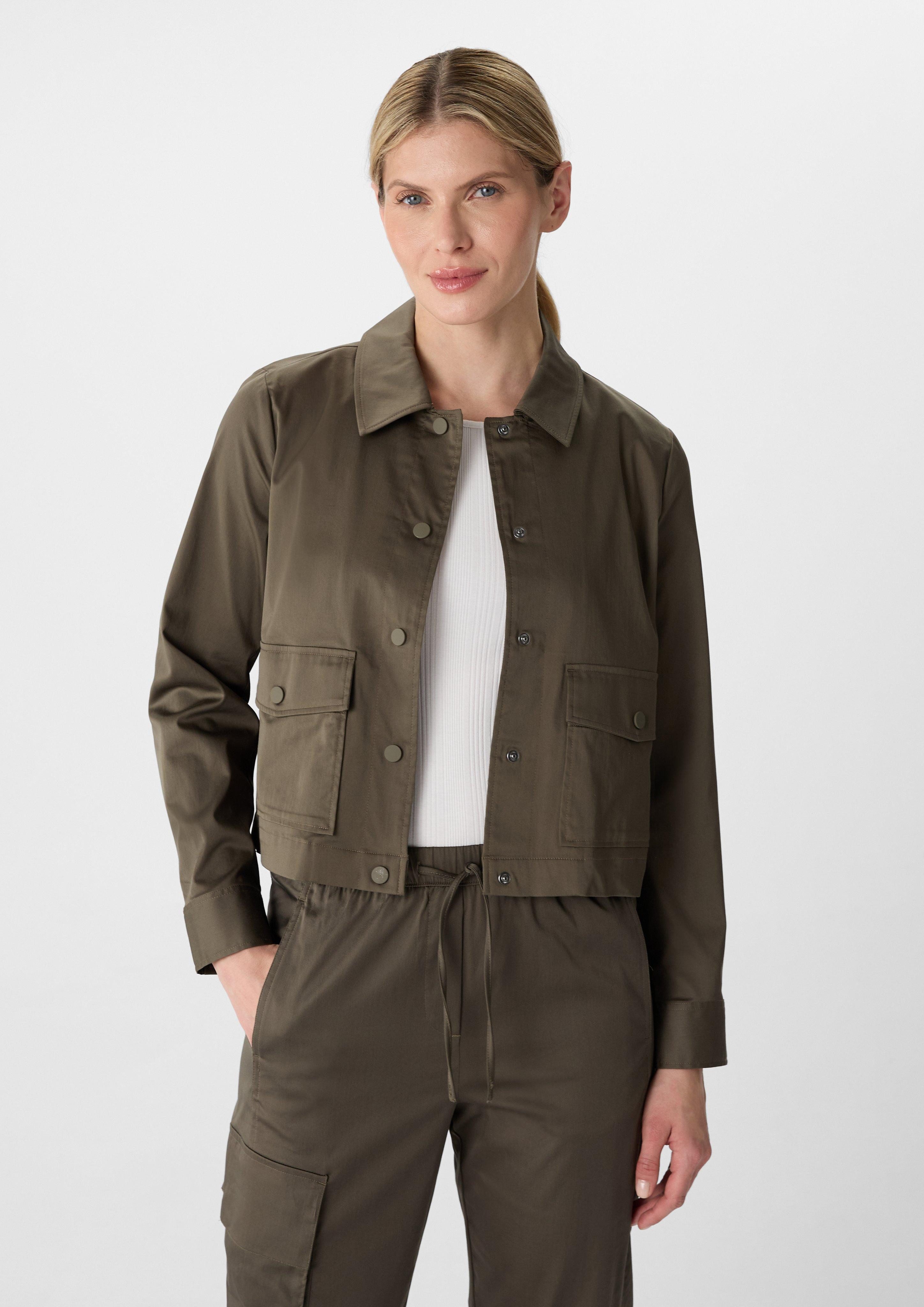 Blusenblazer Jacke aus Baumwollmix im Boxy Fit
