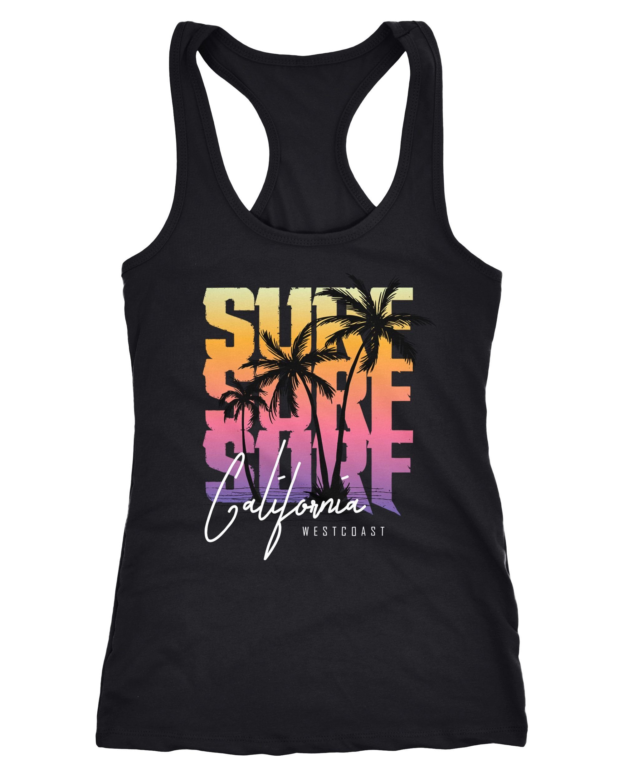 Neverless Tanktop Damen Tank-Top Sommer Surf California Palmen Racerback Neverless®