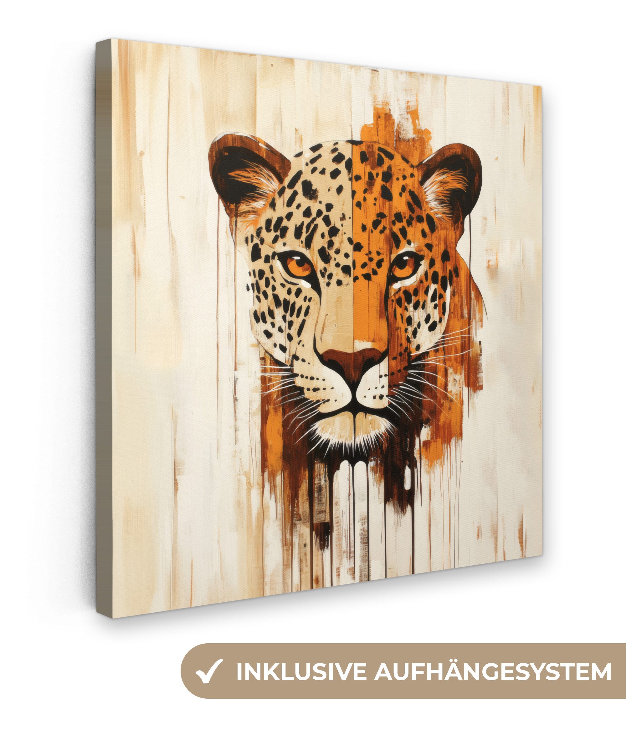 Leinwandbild Leopard - Symmetrisch - Streifen