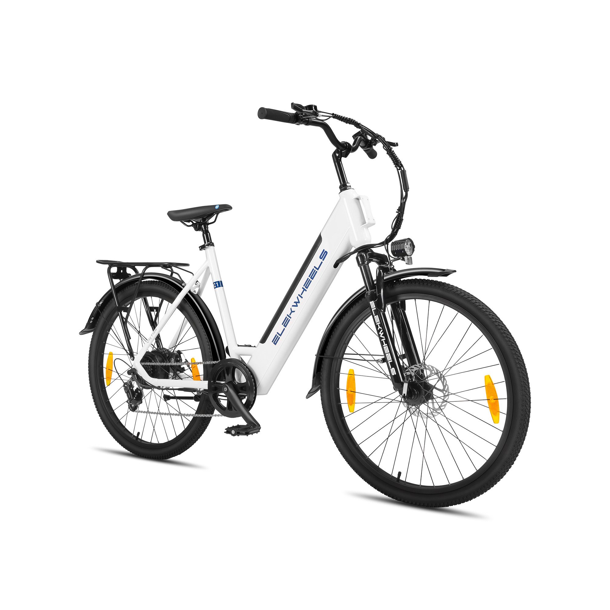 ELEKWHEELS E-Bike Cityrad 26", 36V 10Ah Akku bis 90km, 7-Gang-Schaltung, 7 Gang, Kettenschaltung, App-Steuerung mit Bluetooth