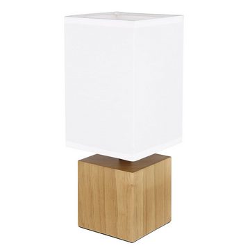 etc-shop LED Tischleuchte, Leuchtmittel nicht inklusive, Tischleuchte Beistelllampe Schlafzimmerleuchte Holz Textil Weiß H 30
