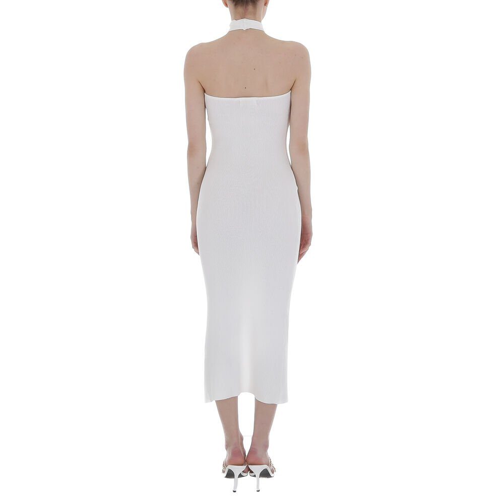 Ital-Design Cocktailkleid Damen Party & Clubwear Stretch Strickoptik Cocktail- & Partykleid in Weiß