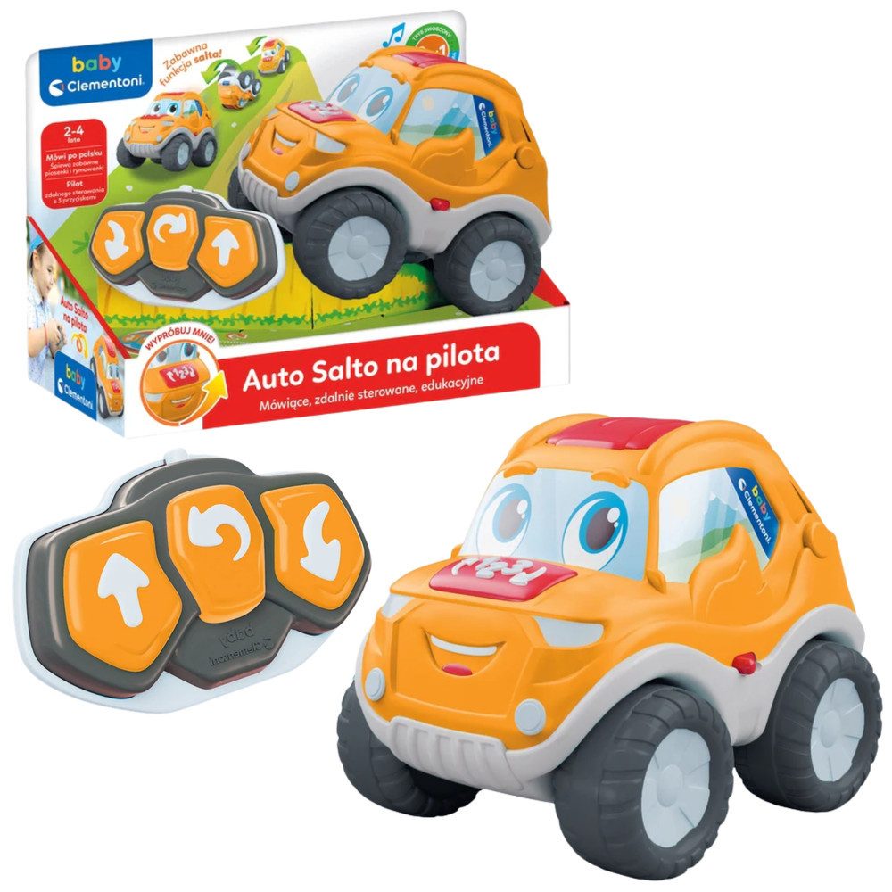 Clementoni® RC-Auto Spielzeugauto Lernspielzeug Saltofahrzeug (Spar-Set, 1-tlg., 740 g ferngesteuert), Salto-Funktion, Sprachausgabe, Lieder, 2 Spielmodi