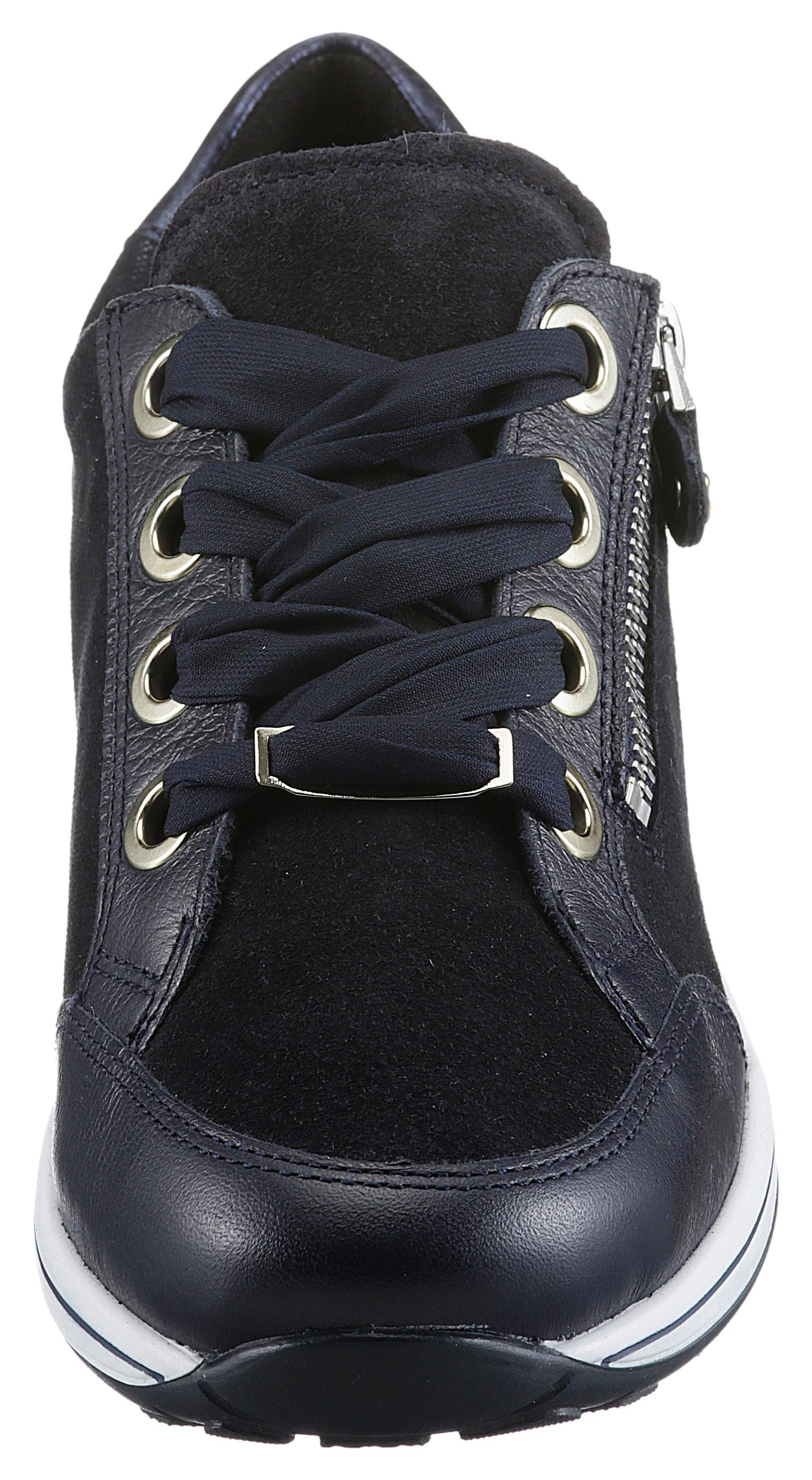 050832 mit weit) blau OSAKA H seitlichem Ara Sneaker (sehr Weite Reißverschluss,