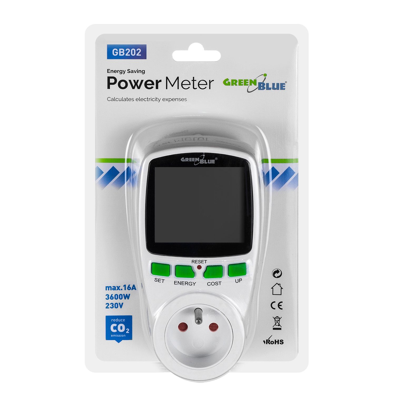 GreenBlue Stromverbrauchszähler GB202, Energieverbrauch - Messgerät Wattmeter Stromzähler