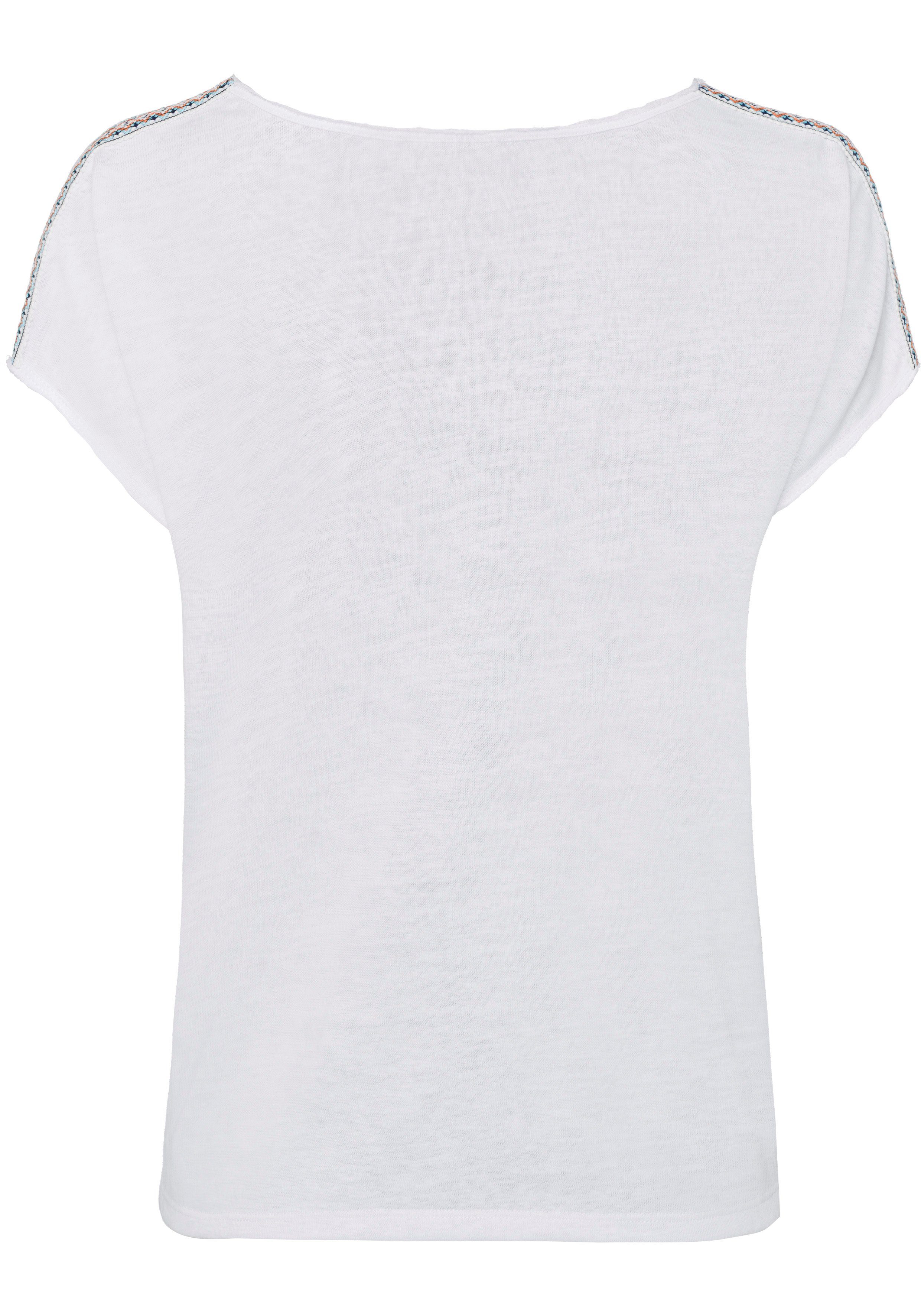 T-Shirt (1-tlg) T. mit Porter Freeman Used-Look geschnittenen Saumkanten im