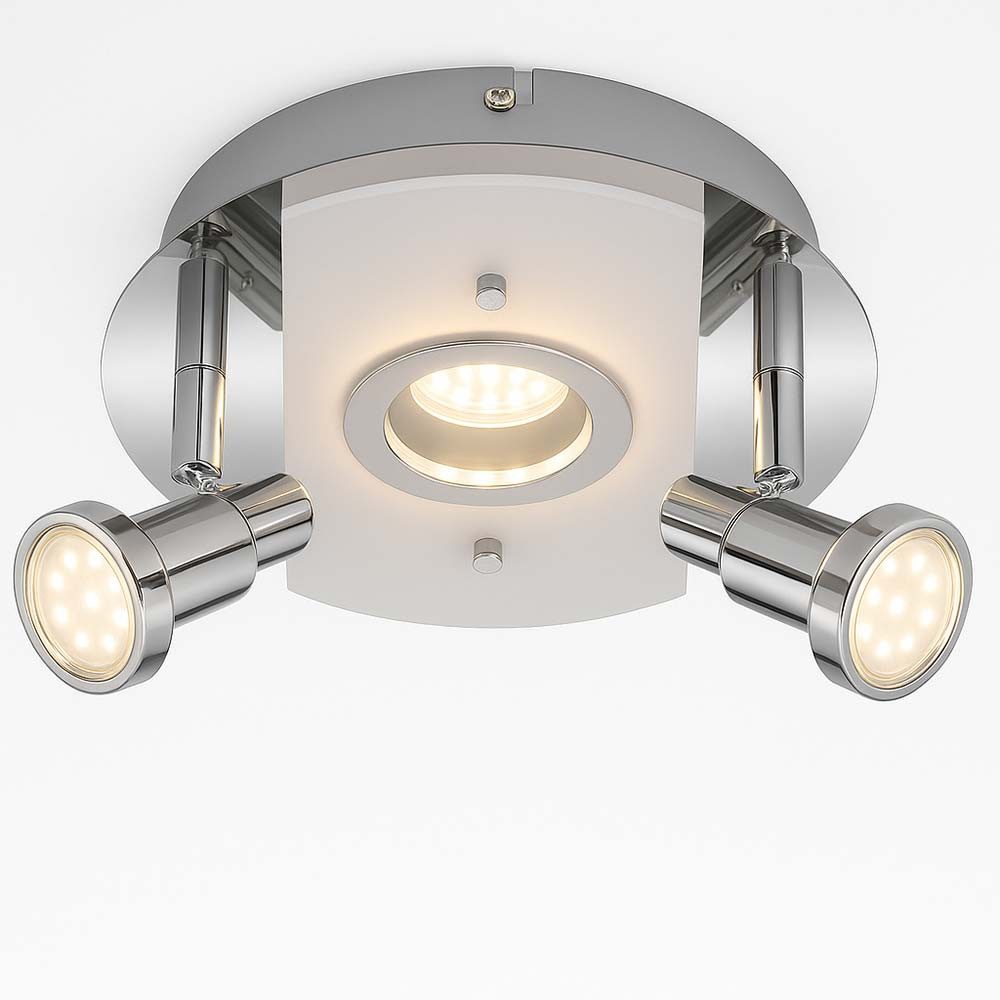 Briloner Leuchten LED Deckenleuchte, LED-Leuchtmittel fest verbaut, Warmweiß, Deckenleuchte Deckenrondell 3-flammig Metall Chrom
