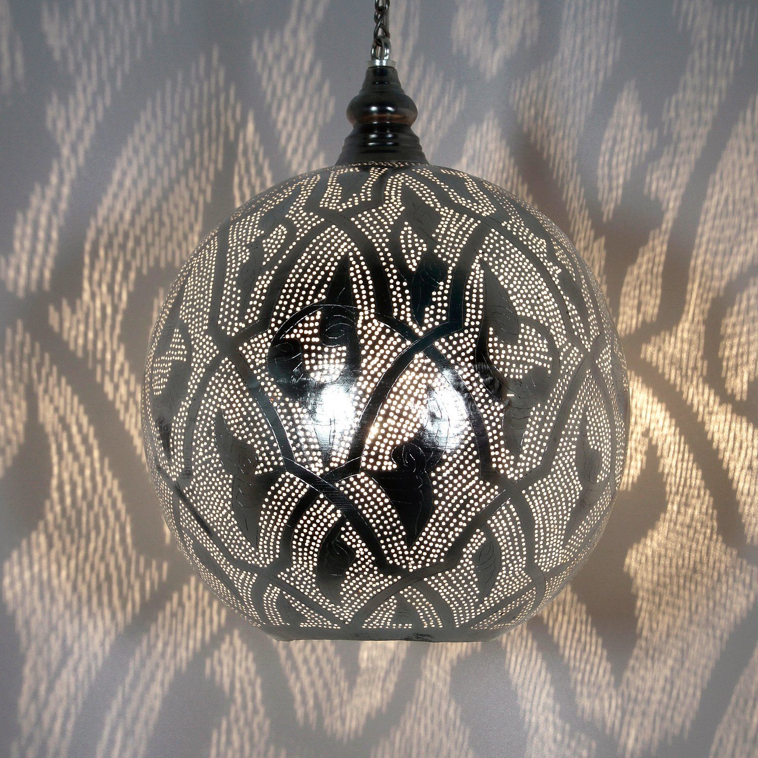 Casa Moro Messing-Lampe dem ohne Hängeleuchte Suada Silber EL2010 Pendelleuchte, D27 Orient, Kunsthandwerk Leuchtmittel, Marokkanische Lampe aus