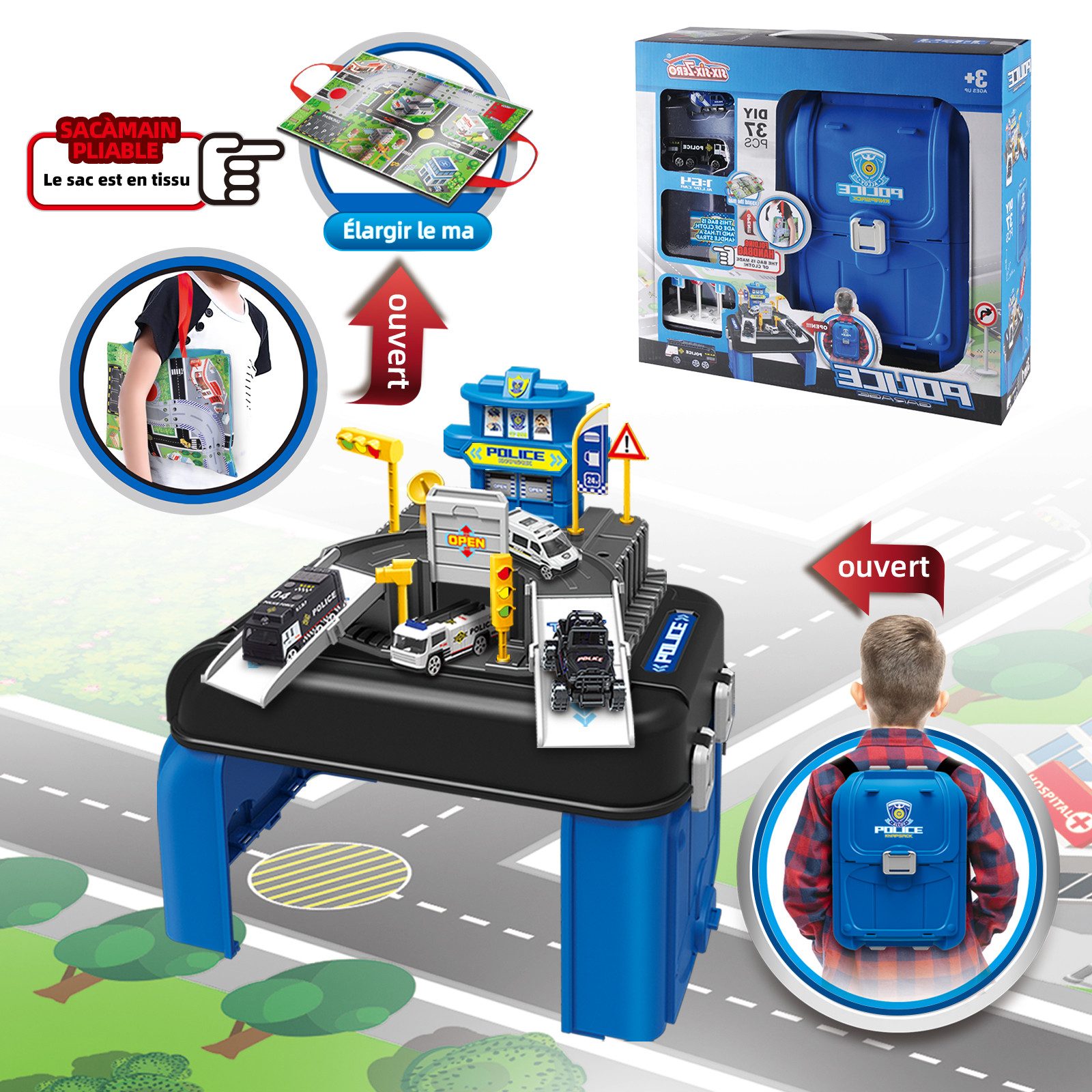 Esun Spiel-Parkhaus Parkhaus für Kinder, Parkgarage Feuerwehr und Polizei S günstig online kaufen