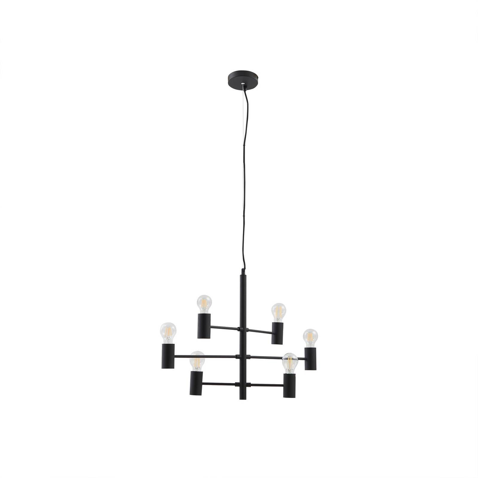 Lucande Hängeleuchte Aidas, Metall, Schwarz IP20, 6 x 15 W LED
