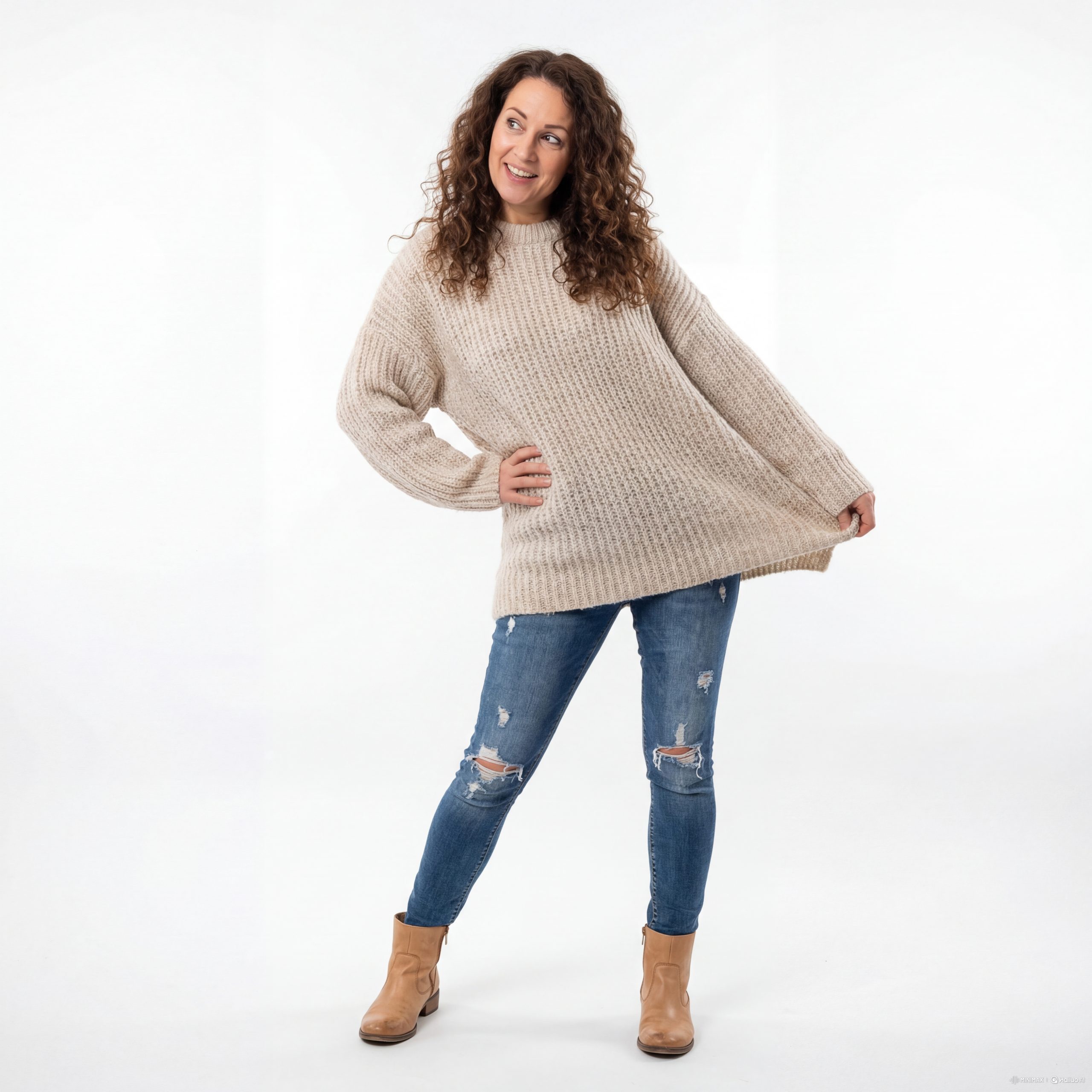 Strickpullover Damen Long Pullover Grobstrick Pulli