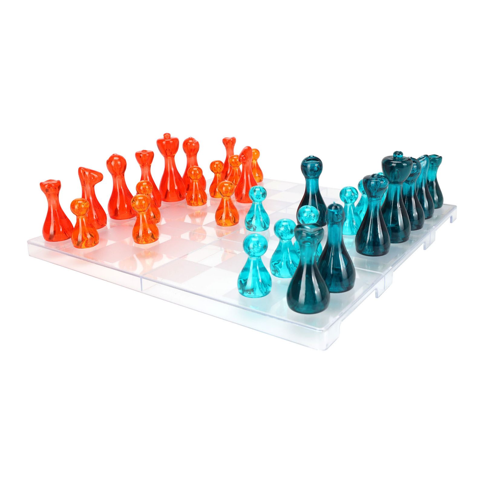 HAC24 Spiel Schachspiel Schach Figuren Brett Spiel Schachbrett, Schach, Kunststoff Transparent inkl. 32 Schachfiguren