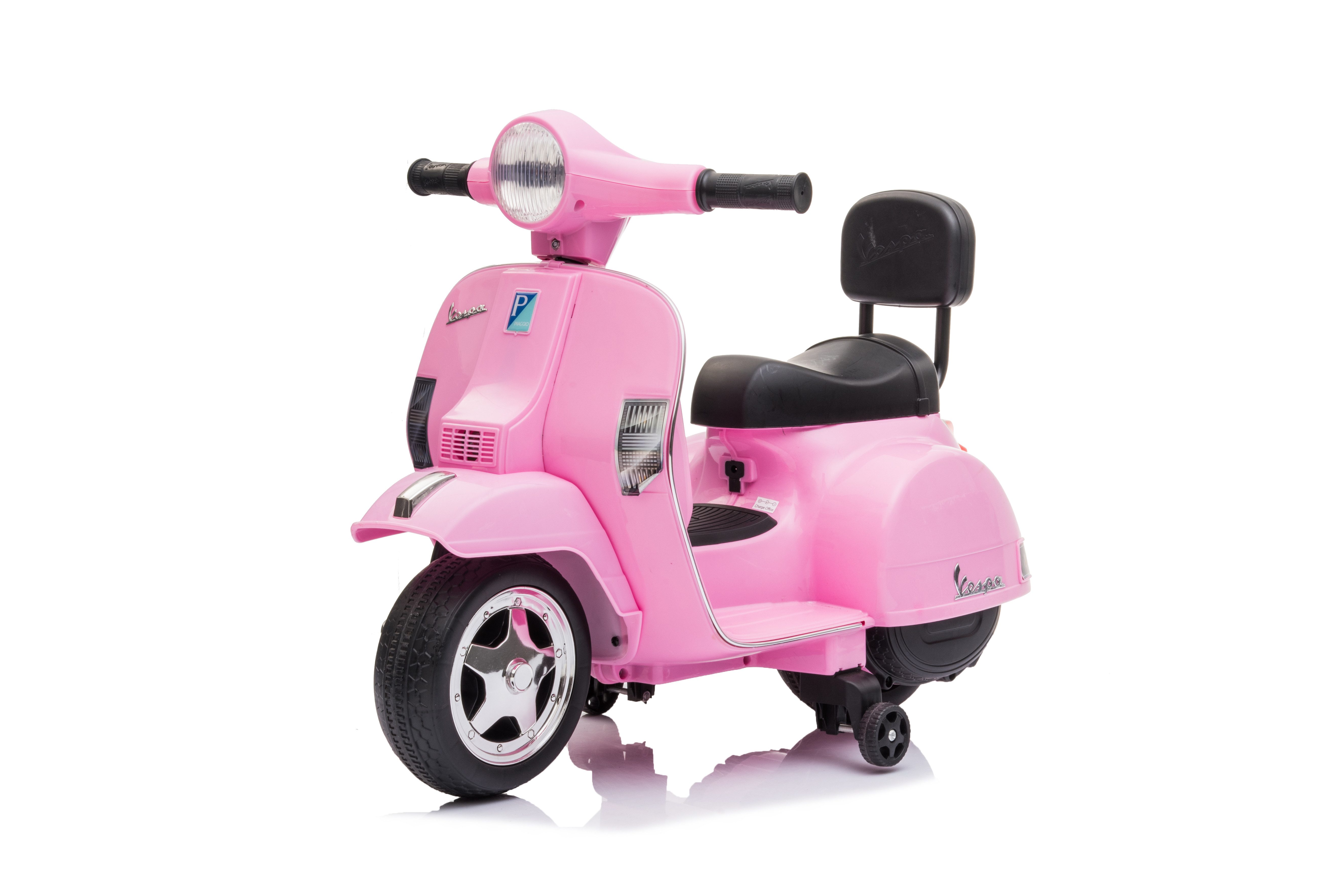 GarveeMore Elektro-Kinderauto 6V Elektrische Vespa für Kinder, Lizenzierter Kinderroller, 3 Rädern und Stützrädern,Sanftanlauf, 3 km/h, Licht- und Soundeffekte