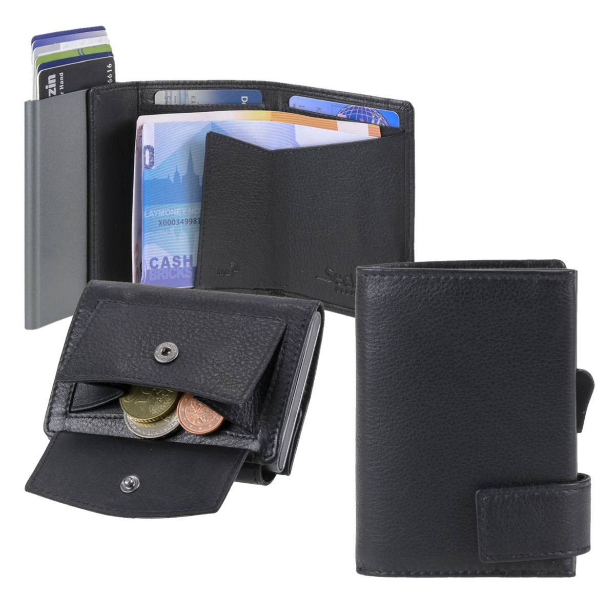 SecWal Kartenetui "SW2" Kartenbörse Herren klein 7x9cm, Kartenbörse, Minibörse, Kartenetui Alucase, RFID Schutz und Münzfach