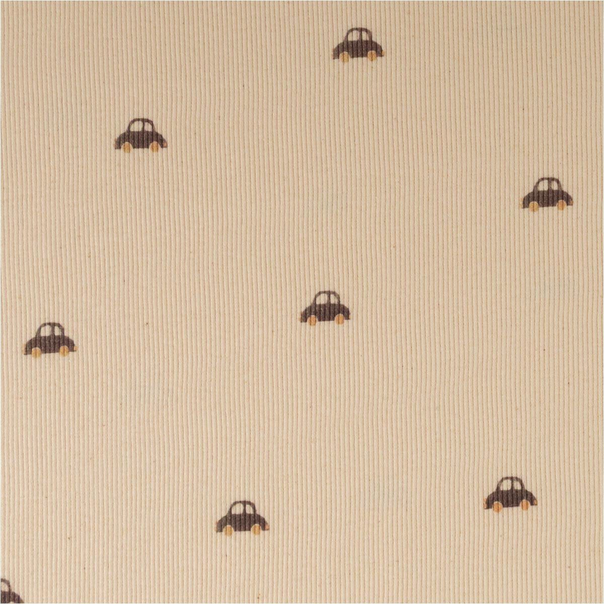 SCHÖNER LEBEN. Stoff Rippjersey Bio Rib Jersey Stoff Autos natur 1,2m Breite