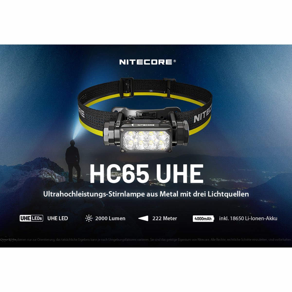 Nitecore LED Stirnlampe HC65 UHE 2000 Lumen - Stirnlampe