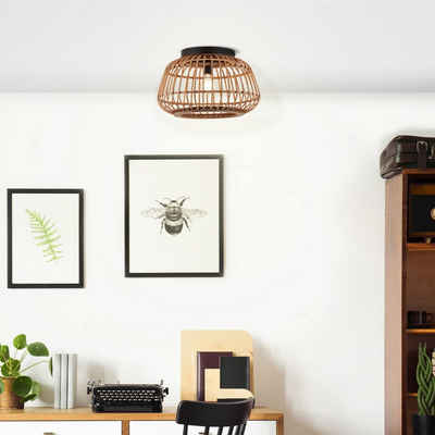 Lightbox Deckenleuchte, ohne Leuchtmittel, Ø 40 cm, E27, Rattan Schirm, braun