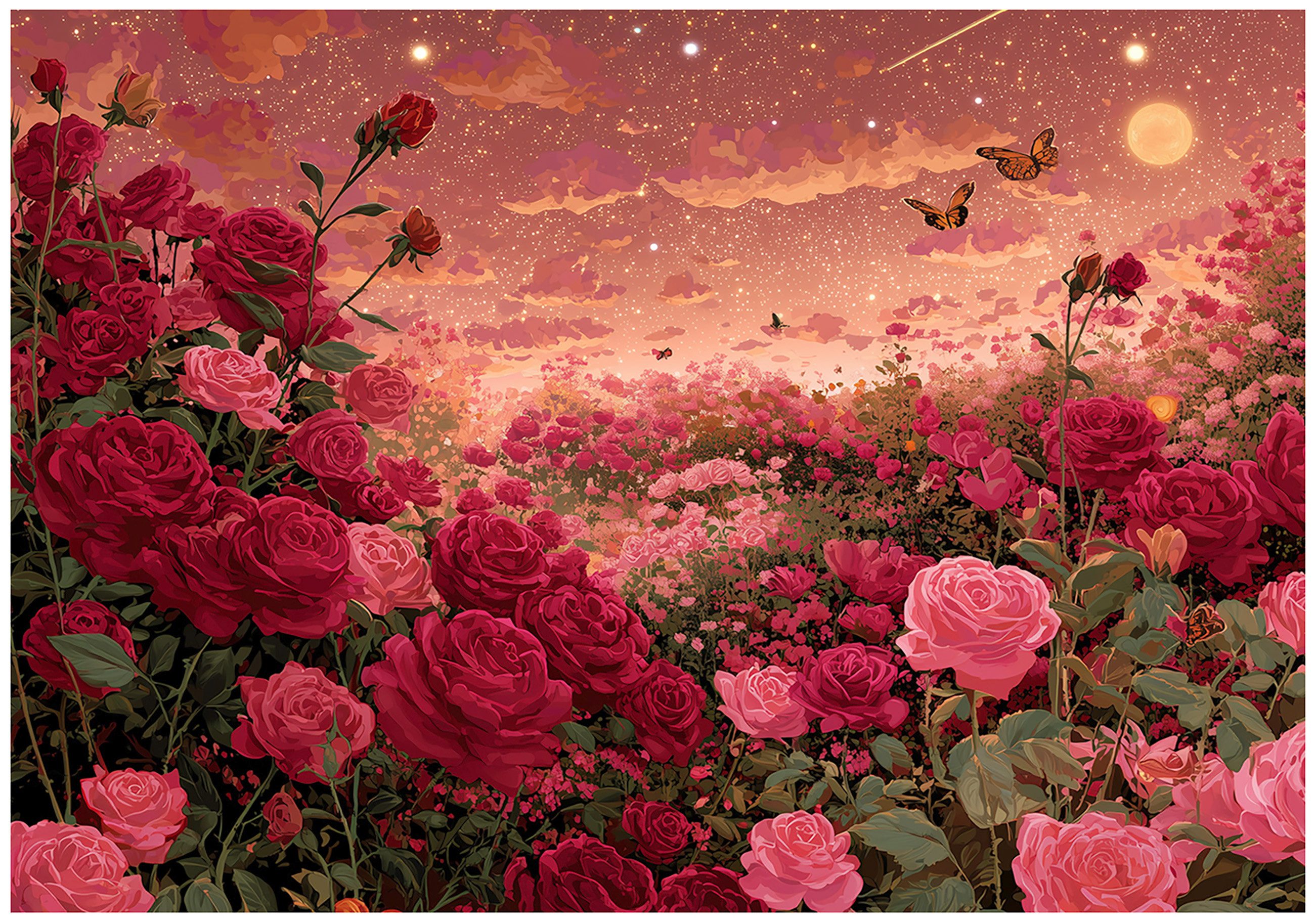 Wallarena Fototapete Blumen Rosen - Mehrfarbig - Elegant - Vlies - Schlafzimmer, glatt, (2 St), 100x70cm