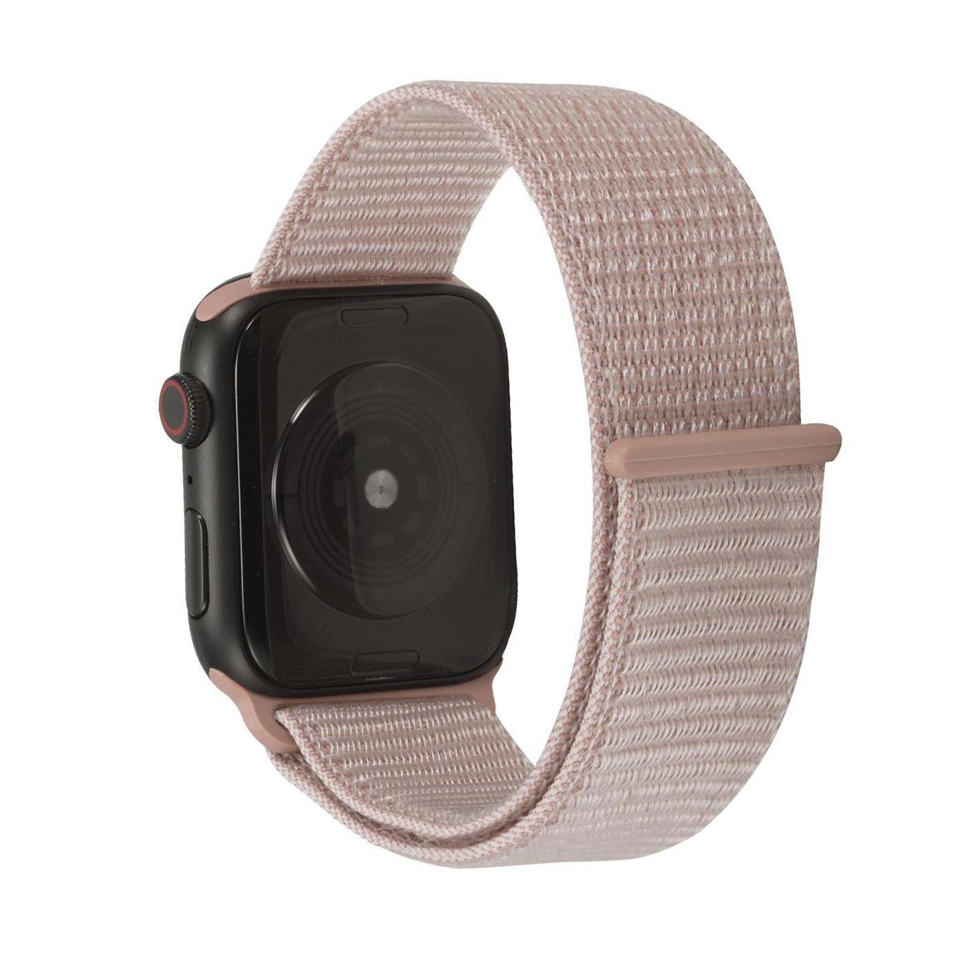 Rosa Nylon mit Band 8 45mm CoolGadget Watch für Stoff Klettverschluss Uhren Serie Gehäuse, Ersatz mit Apple Smartwatch-Armband