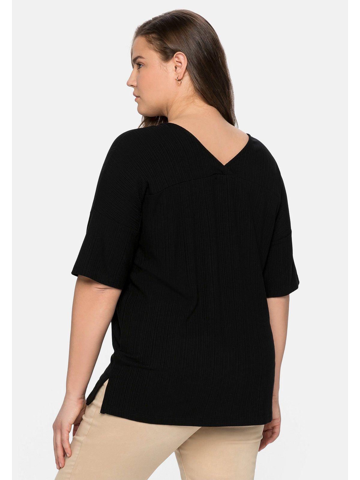 Sheego T-Shirt Große Größen im Streifenlook schwarz dezenten