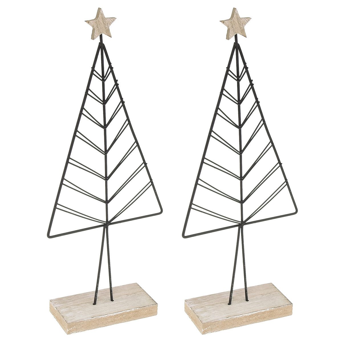 Viana Weihnachtsmann Eleganter Mini Weihnachtsbaum Set aus Metall und Holz 28cm, 2 Stück