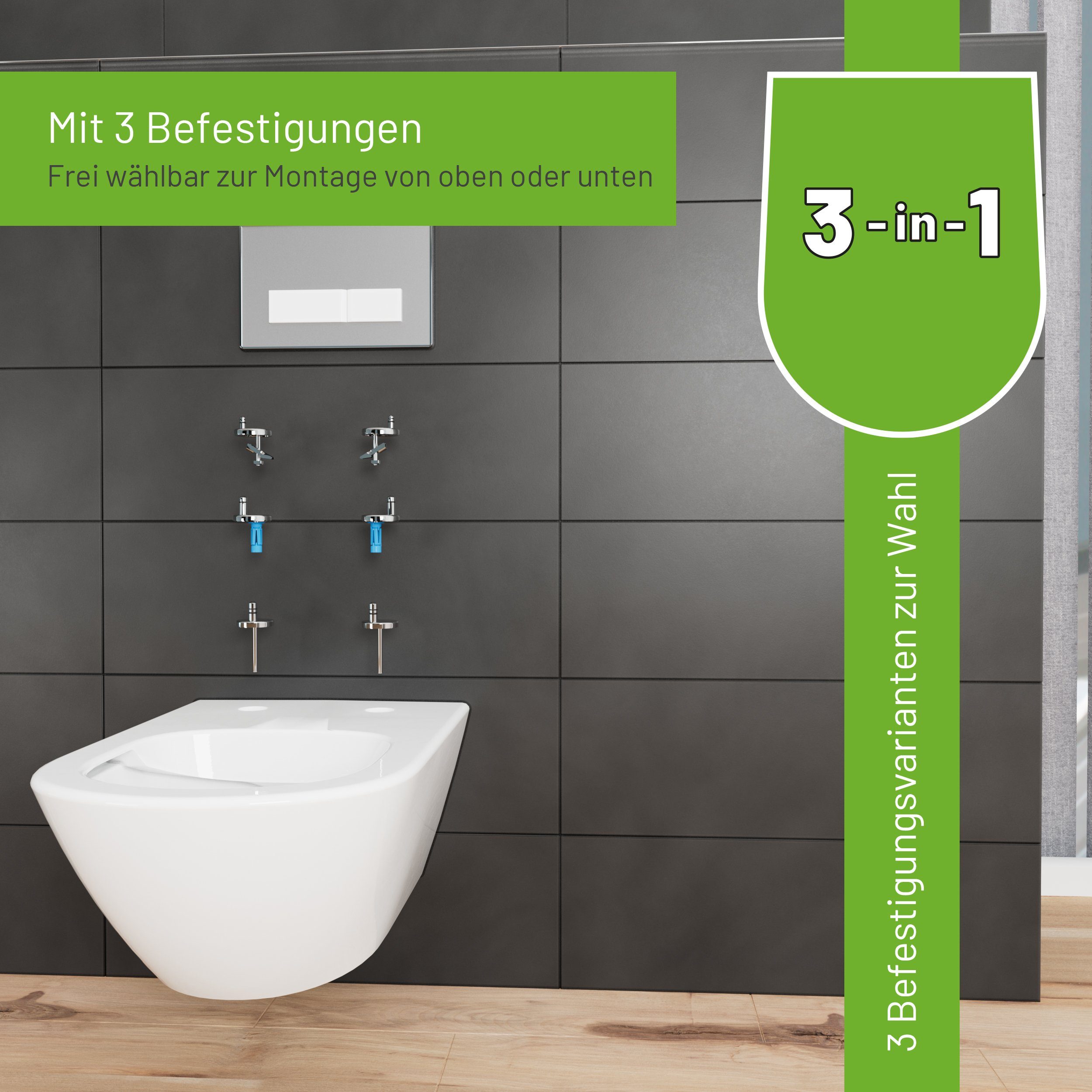 LUVETT WC-Sitz D900 D-Form Modern Absenkautomatik sanitär Antibakteriell, Softclose (1-St., Inklusive 3 Befestigungsmöglichkeiten), mit Original SoftClose® Abse – Bild 4 von 5